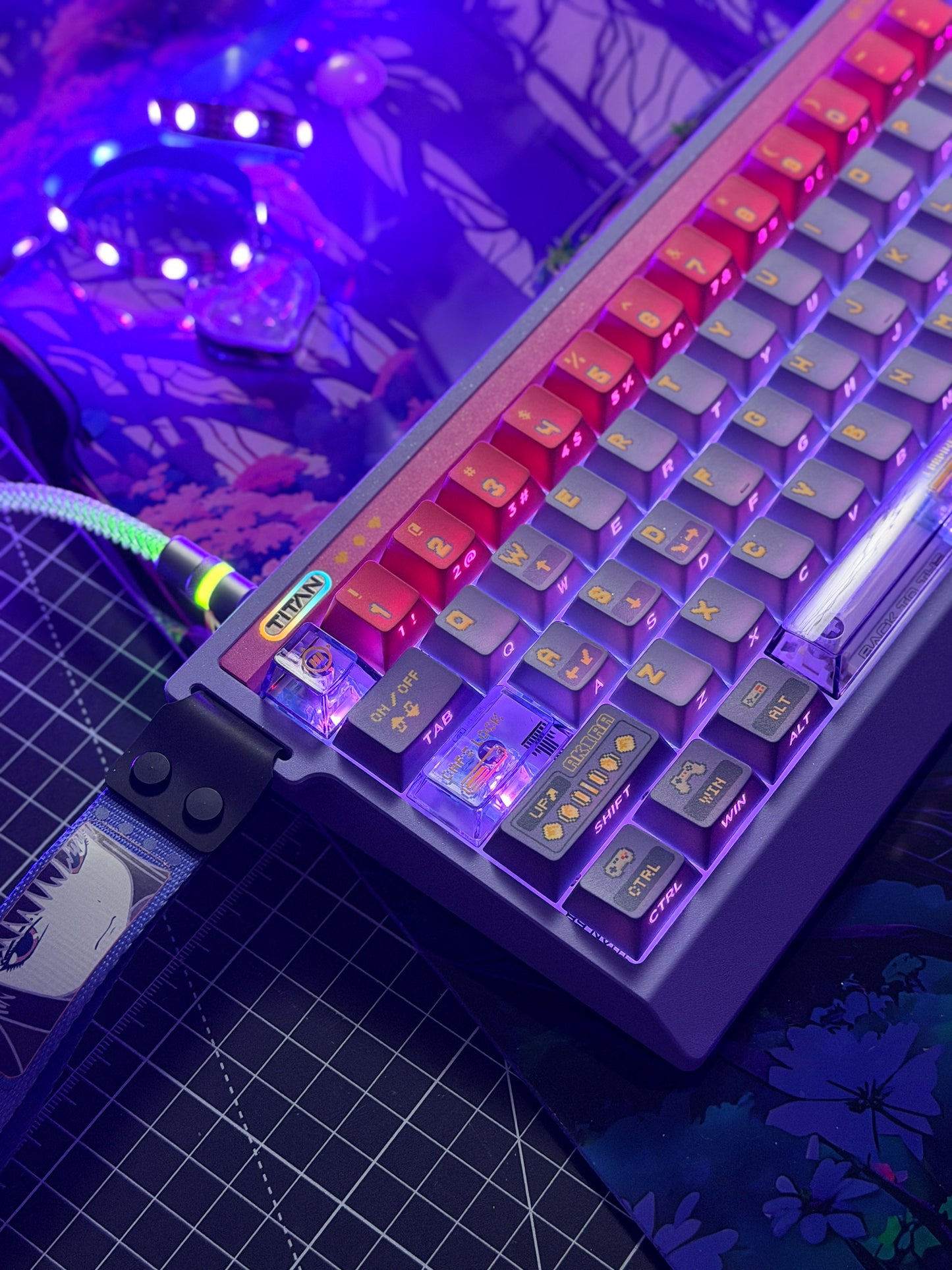 Unboxing Clearance TITAN68HE Purple Pink Magnetic Switch RGB Gaming Keyboard HI SCORE GIRL KEYCAPS