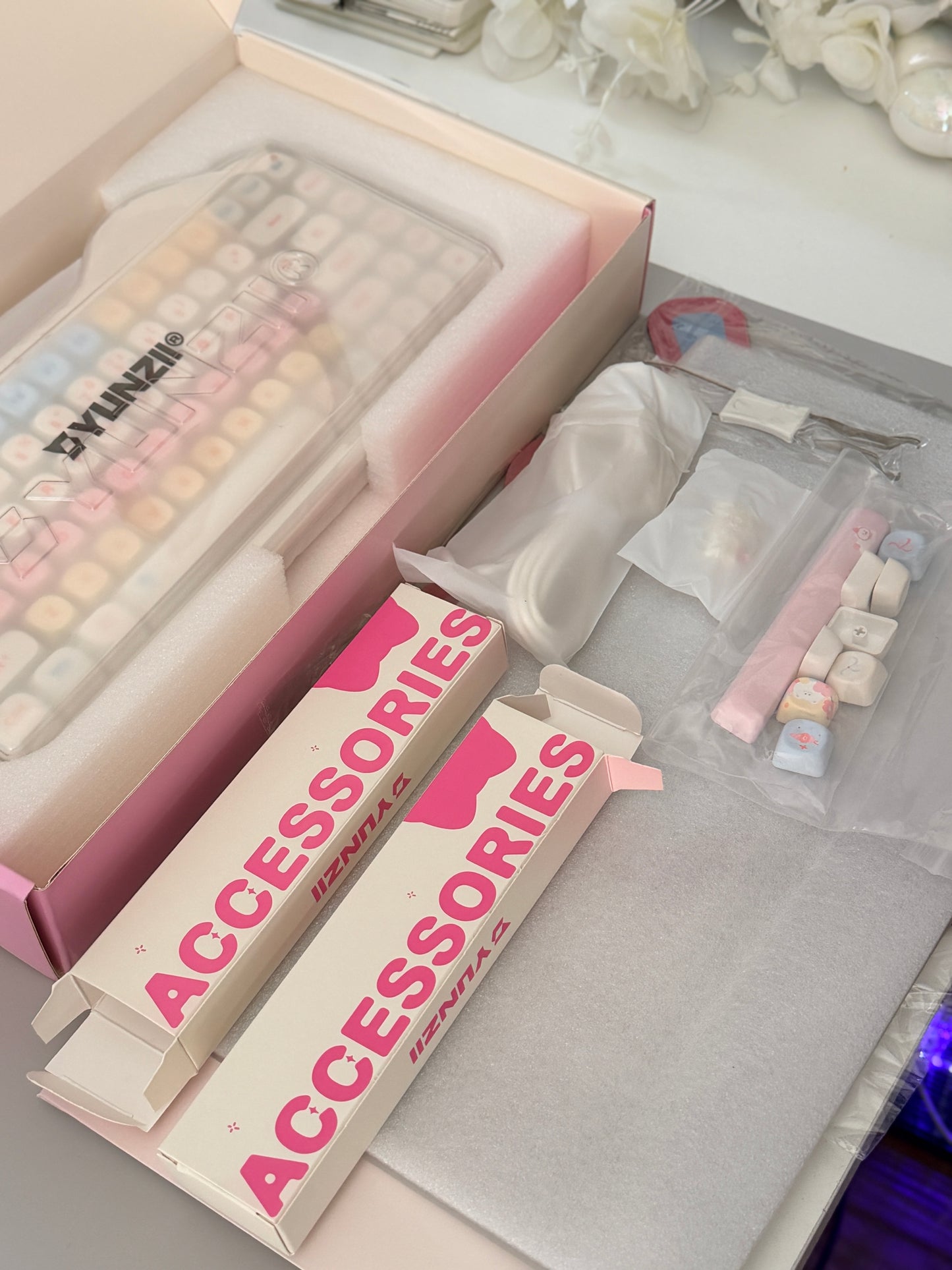 Unboxing Clearance ONLY 1 Instock YUNZII C75 Cake Meow Wireless Mechanical Keyboard ➕ XVX Lumicat MAO Keycap Set