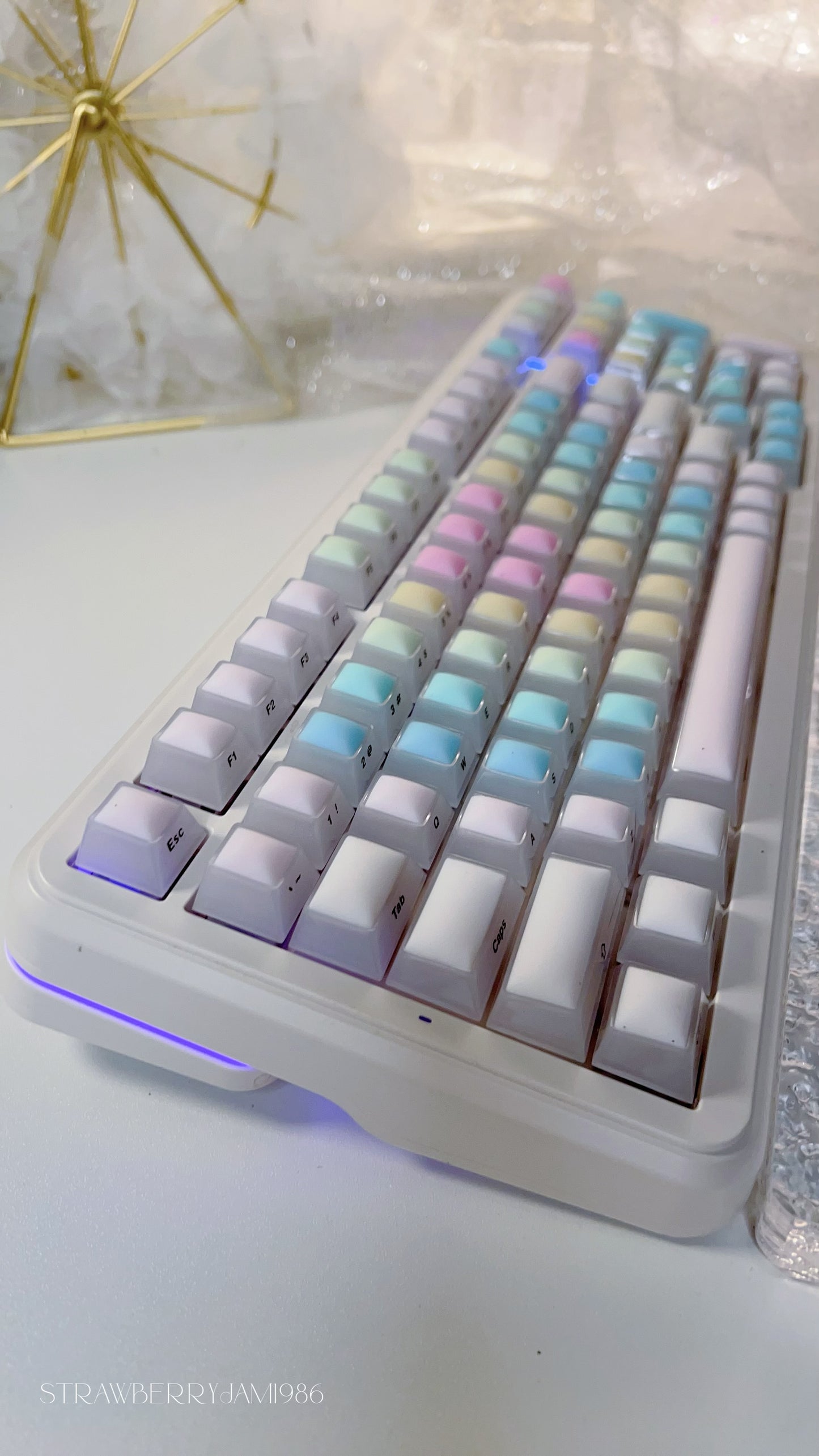 114 Rainbow Fudge Keycaps Fog Clear Silicone Material Soft Bounce Cute Keycaps Cherry Profile 124-key Side-print