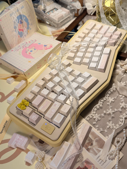 ONLY 1 INSTOCK Prebuilt Aluminum Customized Mechanical Keyboard Vlice Cream Yellow Ergonomic Set