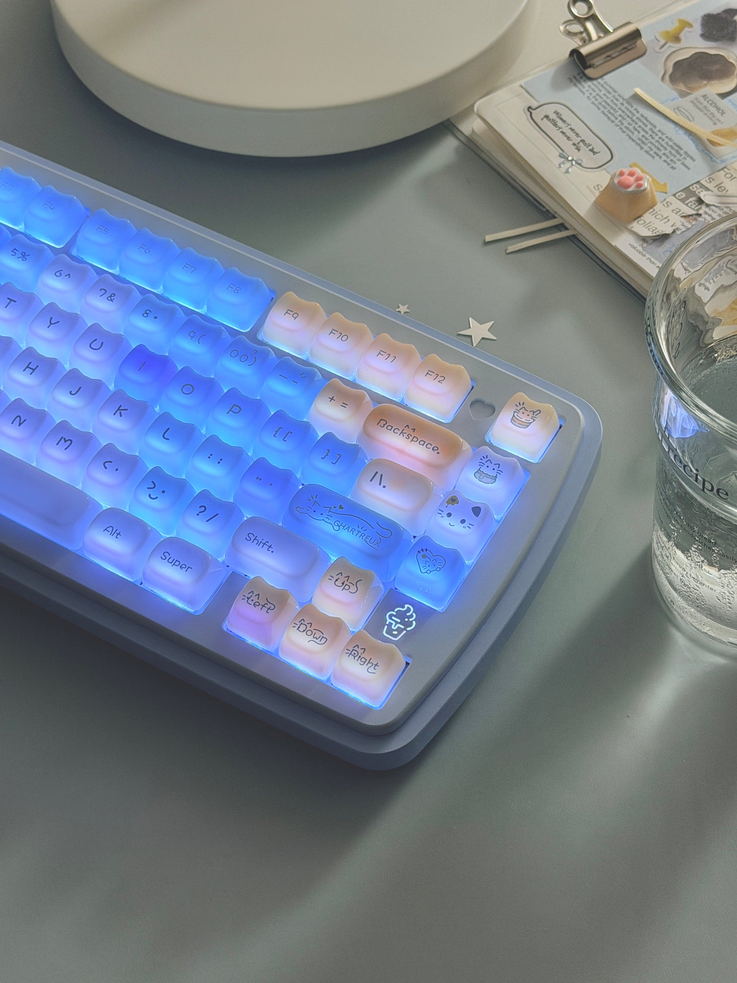 ONLY 1 Instock Prebuilt Aluminum Custom Mechanical Keyboard Yummy75 Blue Set