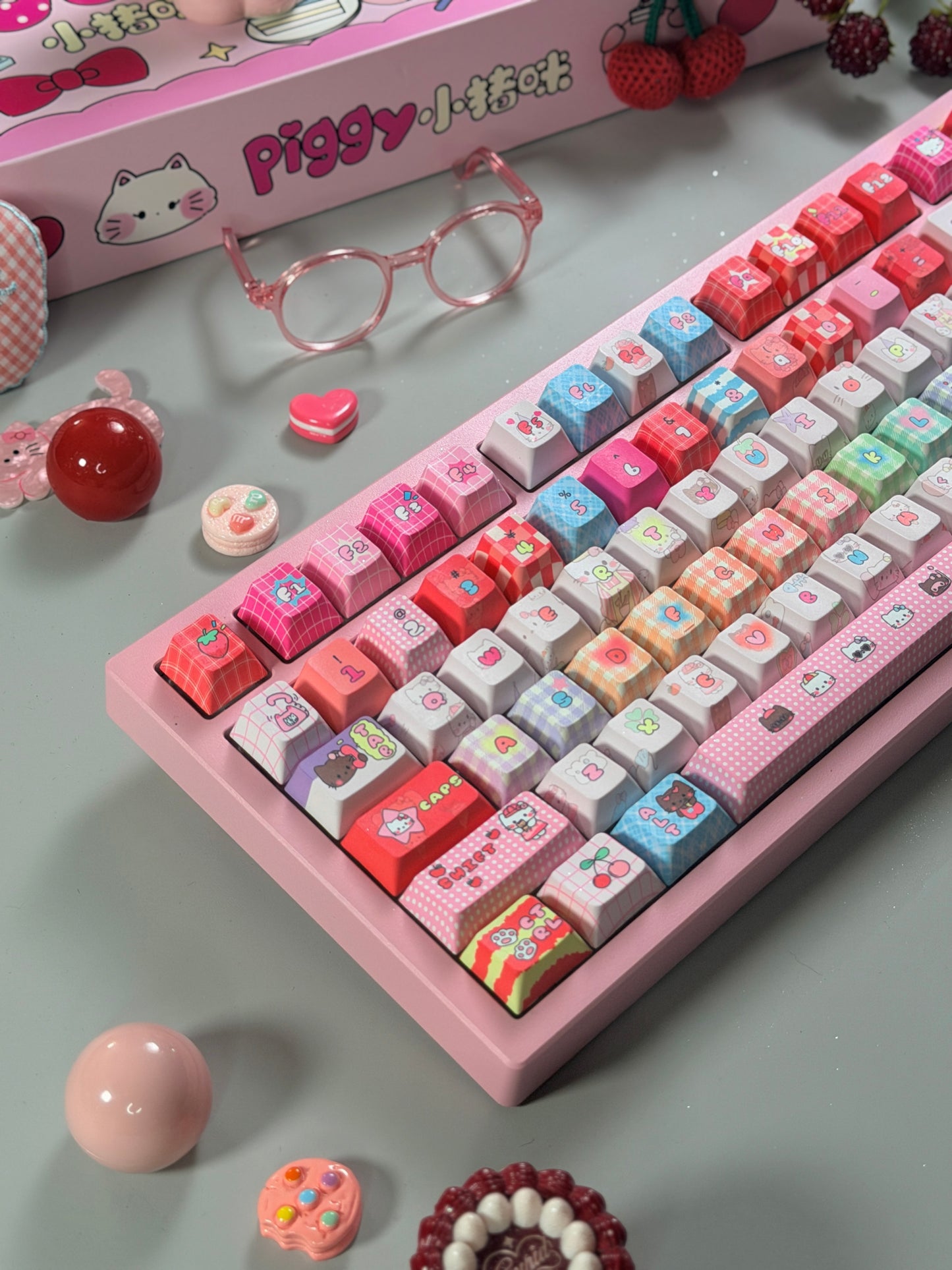Unboxing Clearance ONLY 1 Instock Prebuilt Galaxy80 Pink Aluminum Customized Mechanical Keyboard + Kitty keycap Set