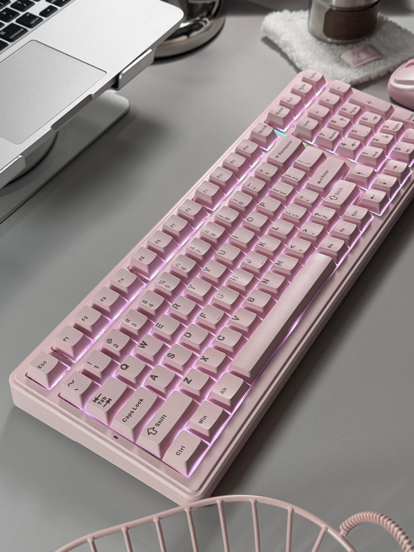 Unboxing Clearance ONLY 1 Instock Light Pink AULA F99 Wireless Mechanical Silent Keyboard with Numpad RGB Backlit