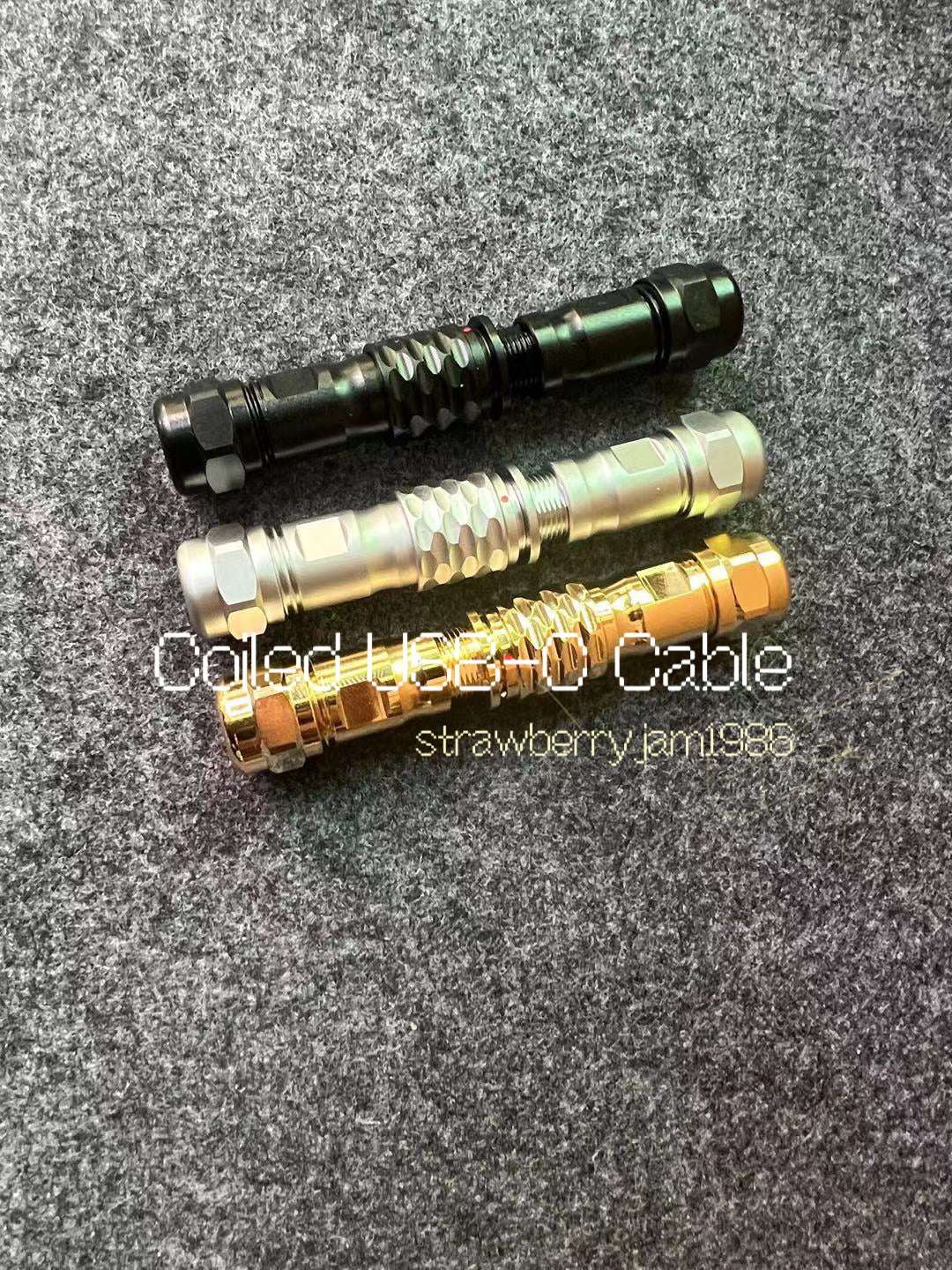 strawberryjam1986 diamond silver/gold coiled mechanical keyboard cable set