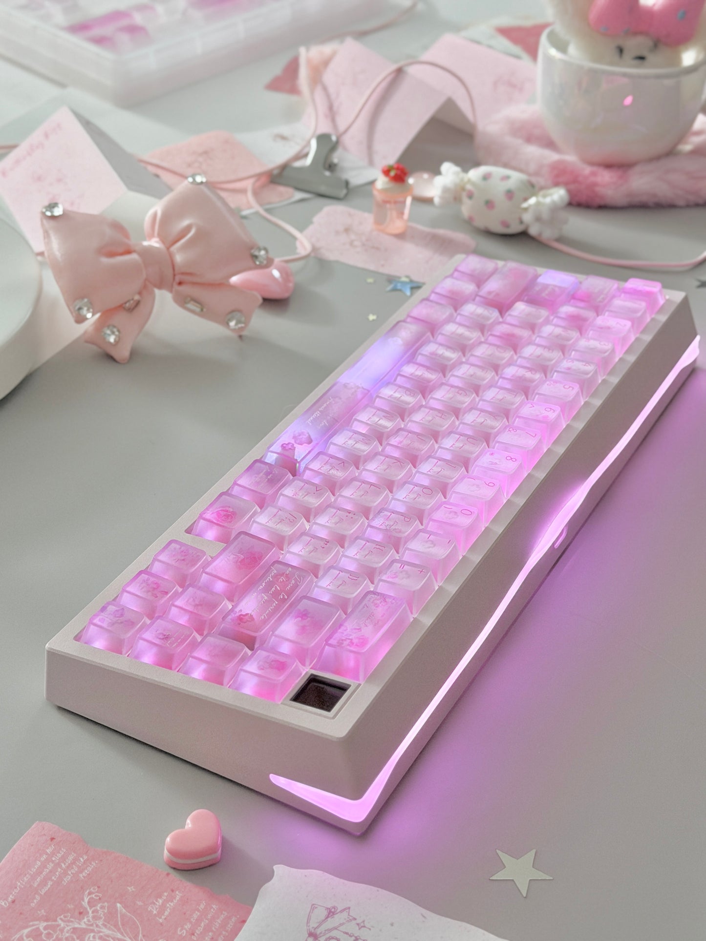 ONLY 1 Instock Prebuilt Aluminum Custom Mechanical Keyboard Meletrix ZOOM65V3 Pink Set