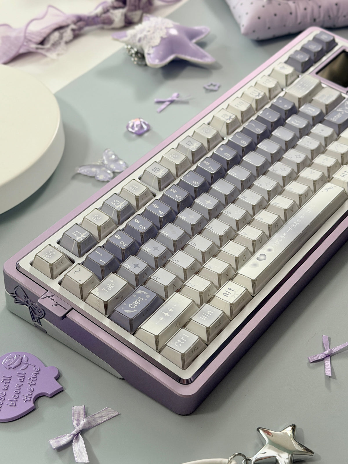 #0304 Lavender Butterfly Dream Keycaps | Pastel Blue Purple Fairycore Mechanical Keyboard Keycaps