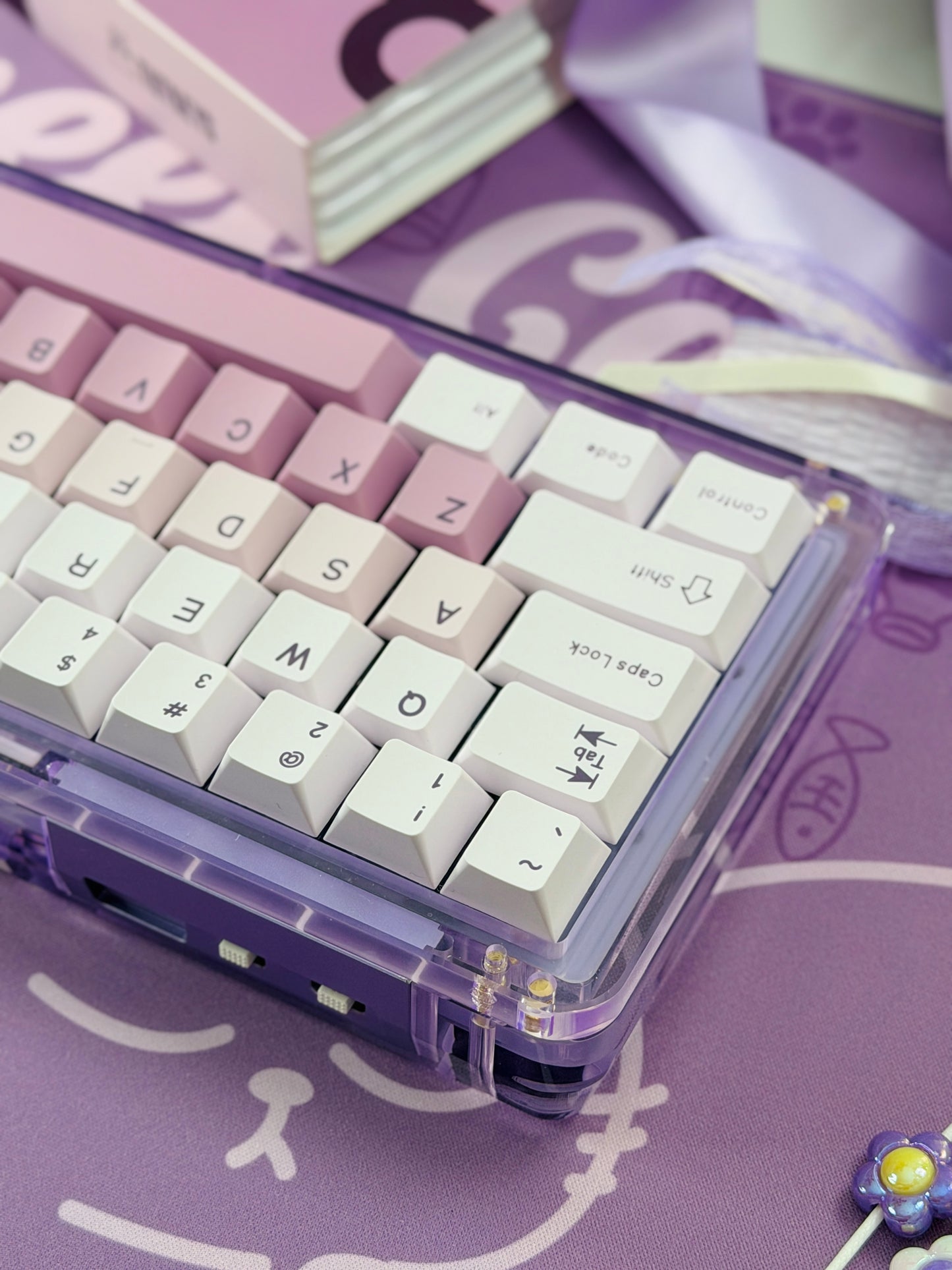 Unboxing For SALEs KiiBOOM Phantom 68 Purple Crystal Mechanical Keyboard + Taro Bobo Keycaps Alpha-A Set & Small Block