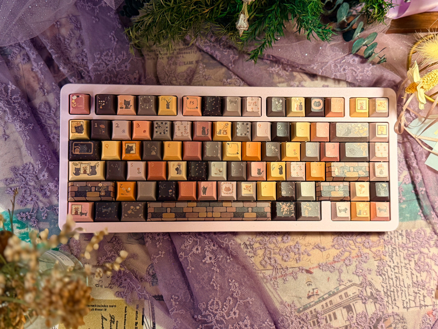 ONLY 1 Instock Prebuilt Aluminum Customized Mechanical Keyboard DBP75 Purple Creamy Keyboard Set