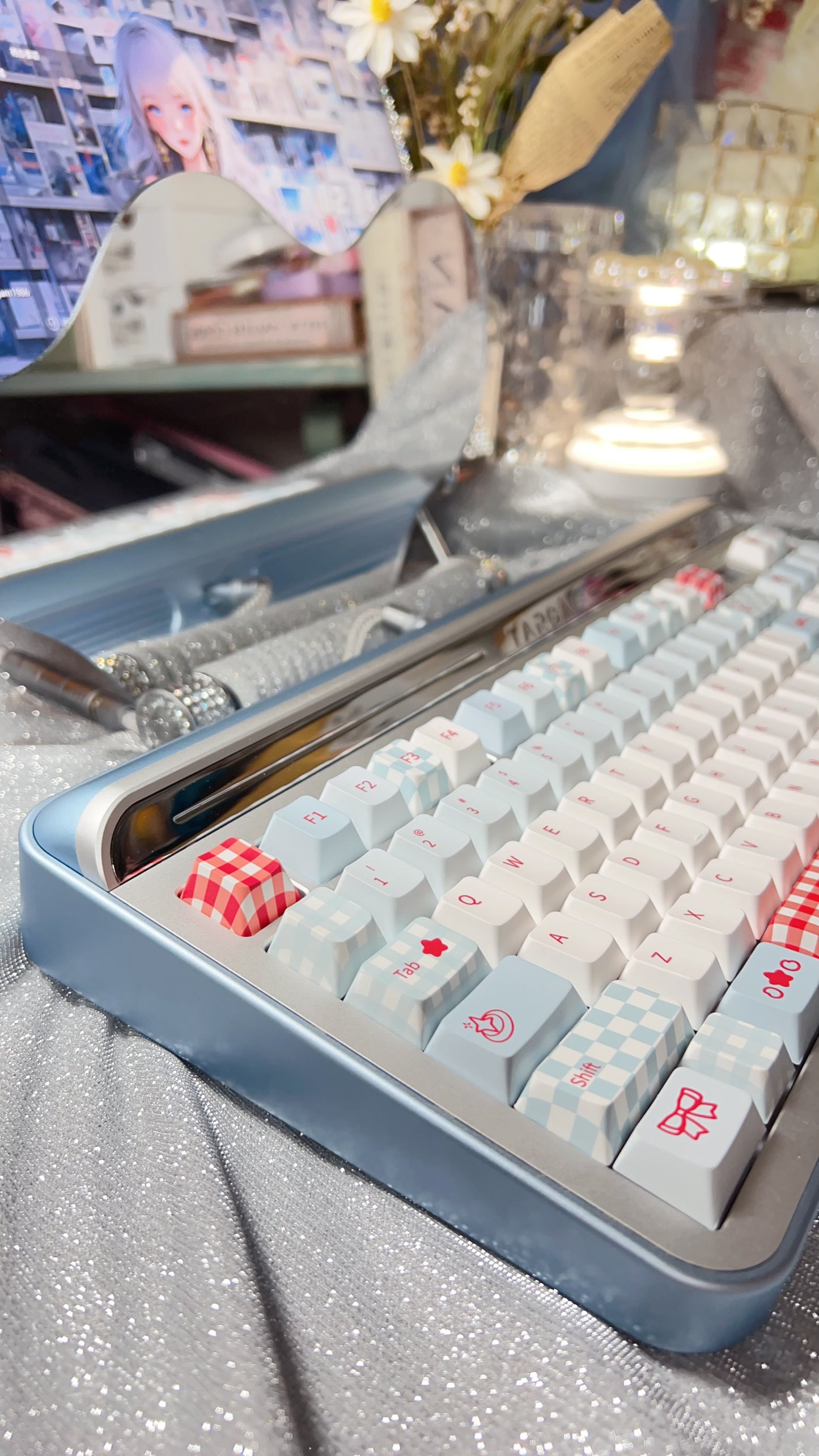 Prebuilt Targa98 Silver Blue Aluminum Customized Mechanical Keyboard