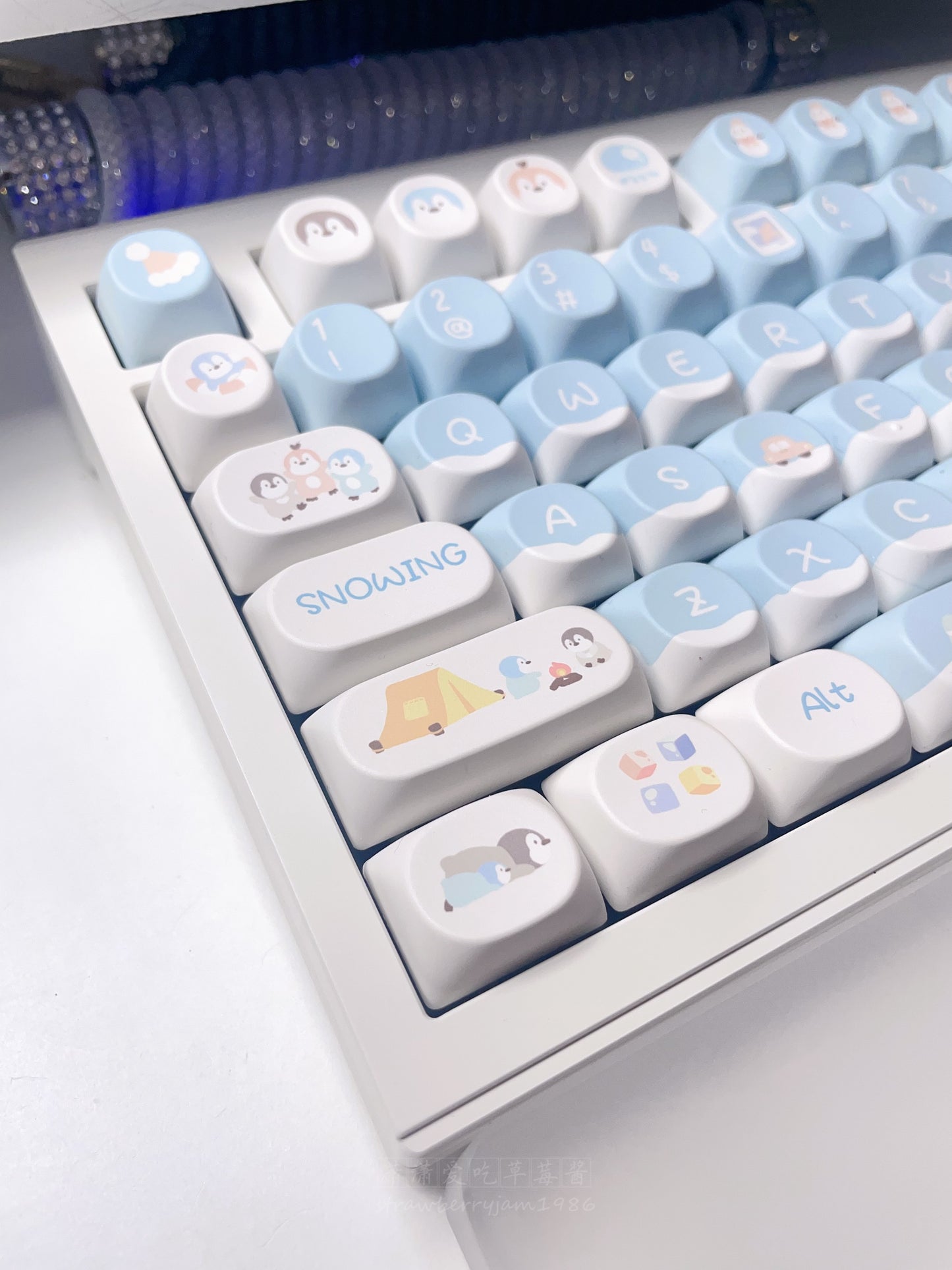 Pastel Blue Snow Little Penguin SOA Keycap Designed By MoCoo Studio