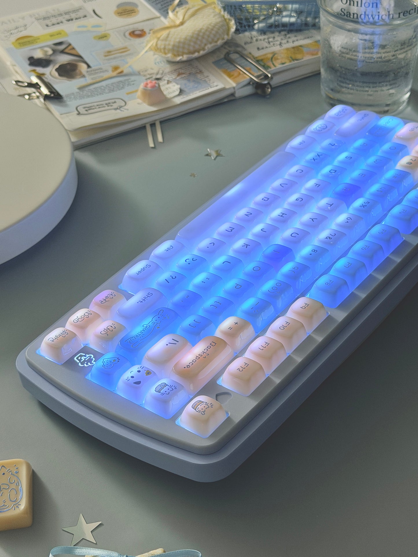 ONLY 1 Instock Prebuilt Aluminum Custom Mechanical Keyboard Yummy75 Blue Set