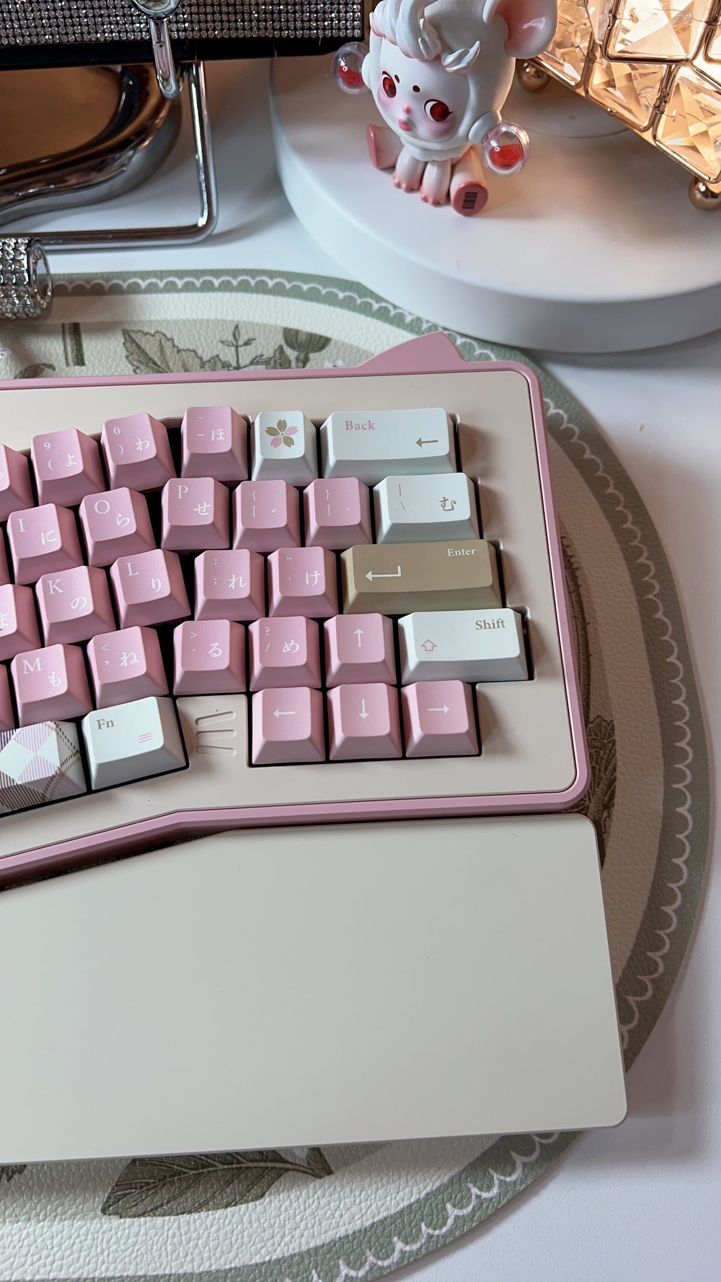 Preorder Prebuild Kitten Alice Ergonomic Pastel Pink Beige Aluminum Mechanical Keyboard