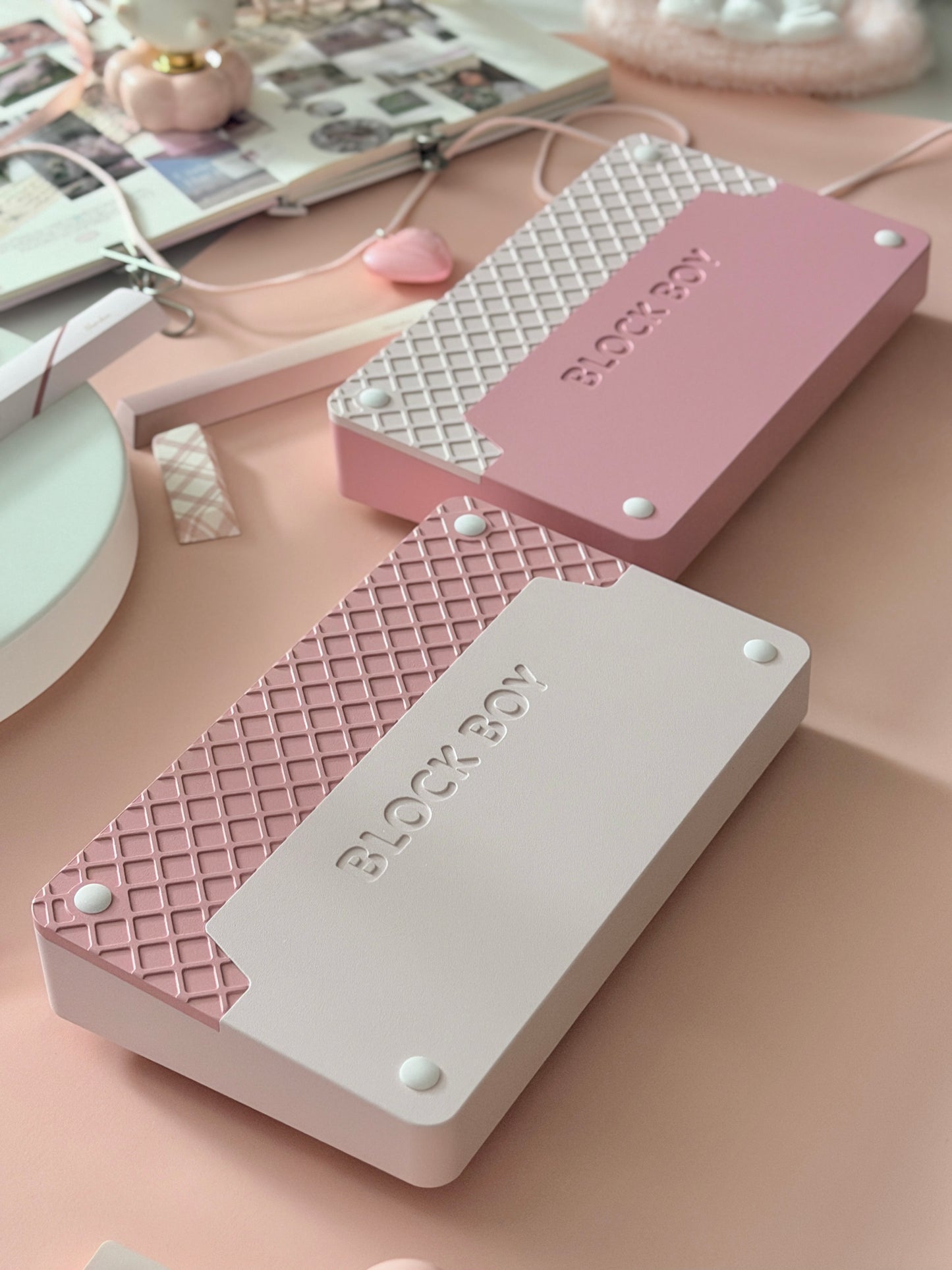 PREORDER Prebuilt Pale Pink BLOCKBOY New Split65 Aluminum Custom Mechanical Keyboard（You Can Choose Other Keycap Set）