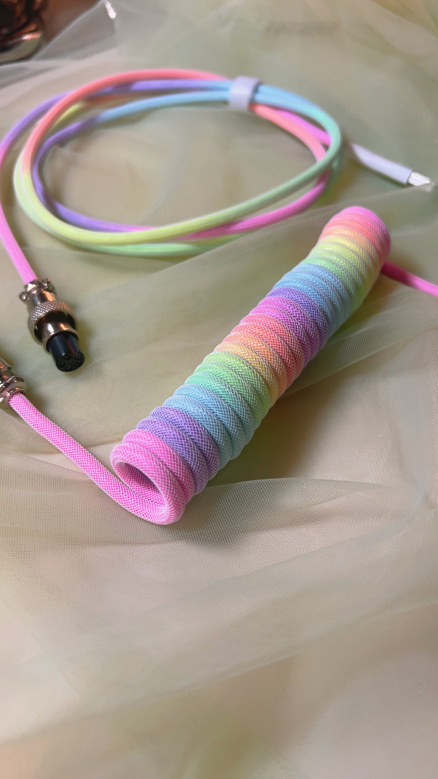 Rainbow Keyboard Coiled Cable