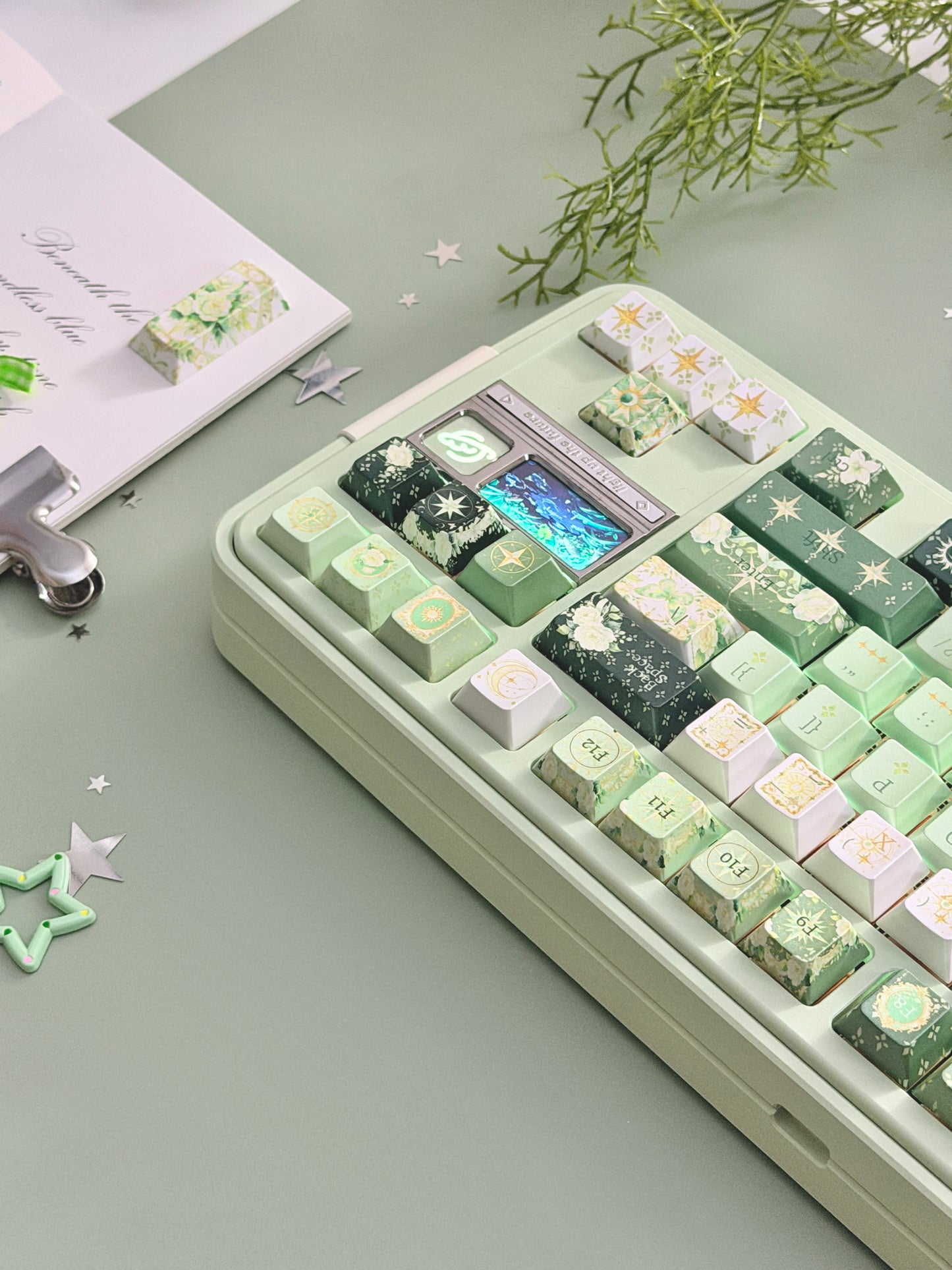 ONLY 1 Instock Prebuilt Aluminum Custom Mechanical Keyboard Bread80 Wireless Matcha Green Set