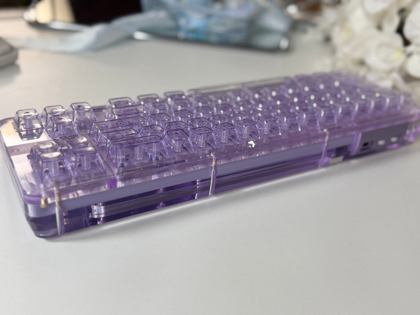Unboxing For SALEs KiiBOOM Phantom 68 Purple Crystal Mechanical Keyboard + Taro Bobo Keycaps Alpha-A Set & Small Block