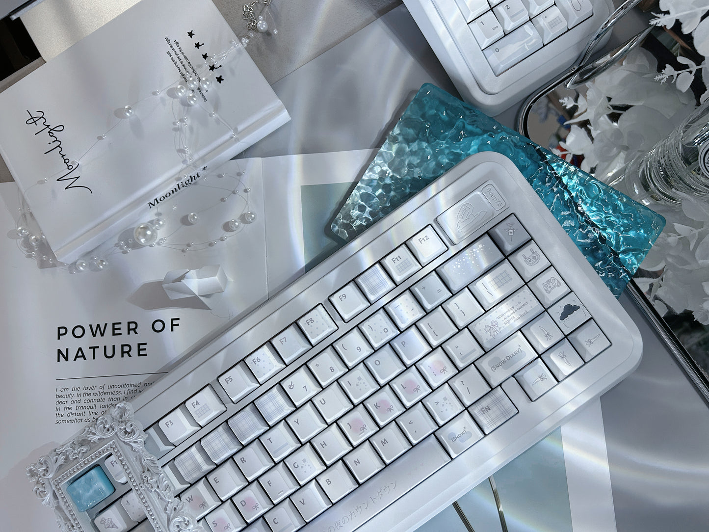 Preorder Prebuilt Aluminum Customized Mechanical Keyboard Soap75 White creamy thocky set