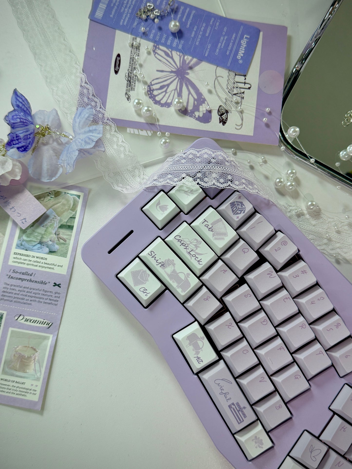 ONLY 1 Instock Prebuilt Aluminum Customized Mechanical Keyboard DIMIALICE Ergonomic Pastel Purple Keyboard Set(not including the KiiBOOM number pad)