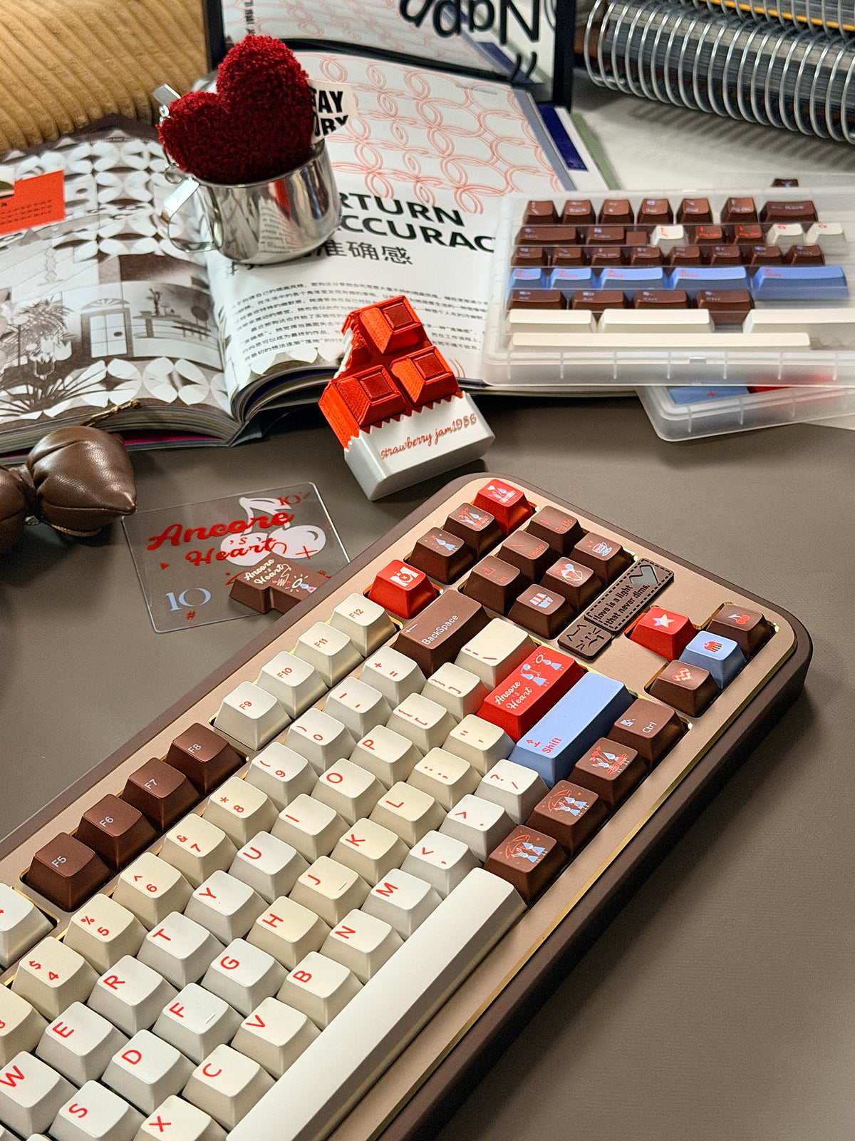 ONLY 1 Instock Prebuilt Aluminum Customized Mechanical Keyboard Cocomi80 Anordized Brown Champagne Set  | Wireless | Backlit