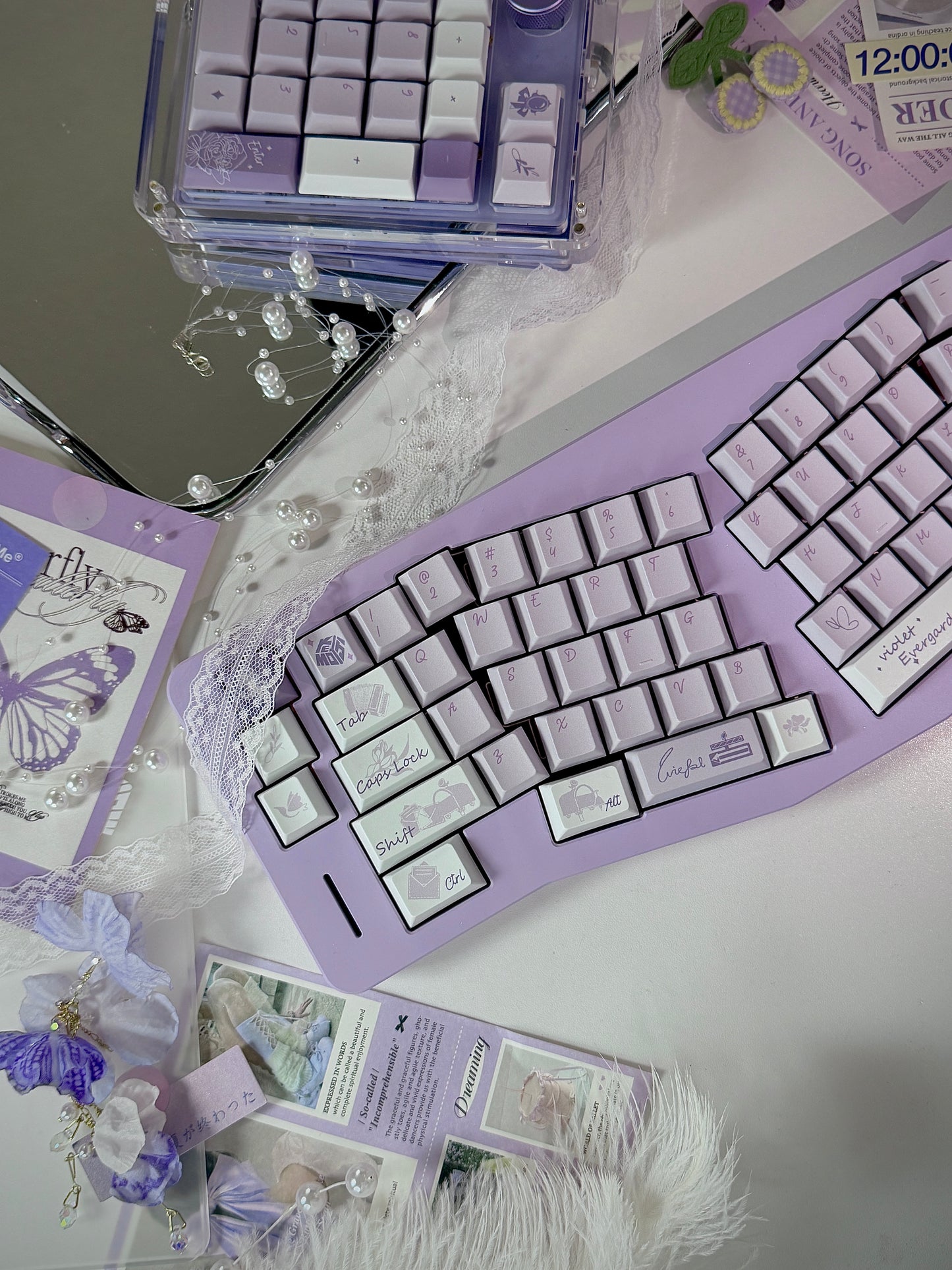 ONLY 1 Instock Prebuilt Aluminum Customized Mechanical Keyboard DIMIALICE Ergonomic Pastel Purple Keyboard Set(not including the KiiBOOM number pad)