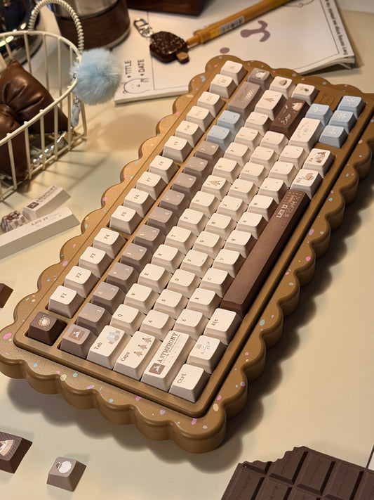 ONLY 1 Instock Prebuilt Aluminum Customized Mechanical Keyboard Cookies75 Brown Sugar Set
