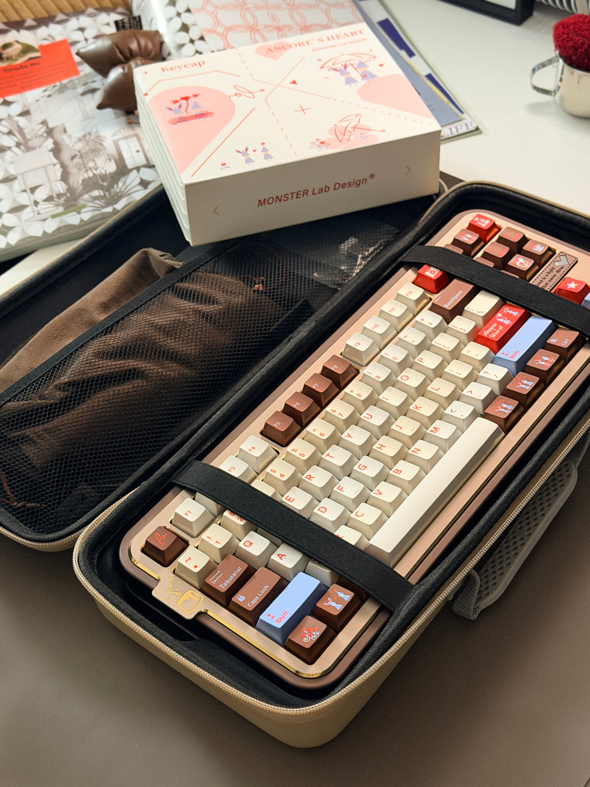 ONLY 1 Instock Prebuilt Aluminum Customized Mechanical Keyboard Cocomi80 Anordized Brown Champagne Set  | Wireless | Backlit