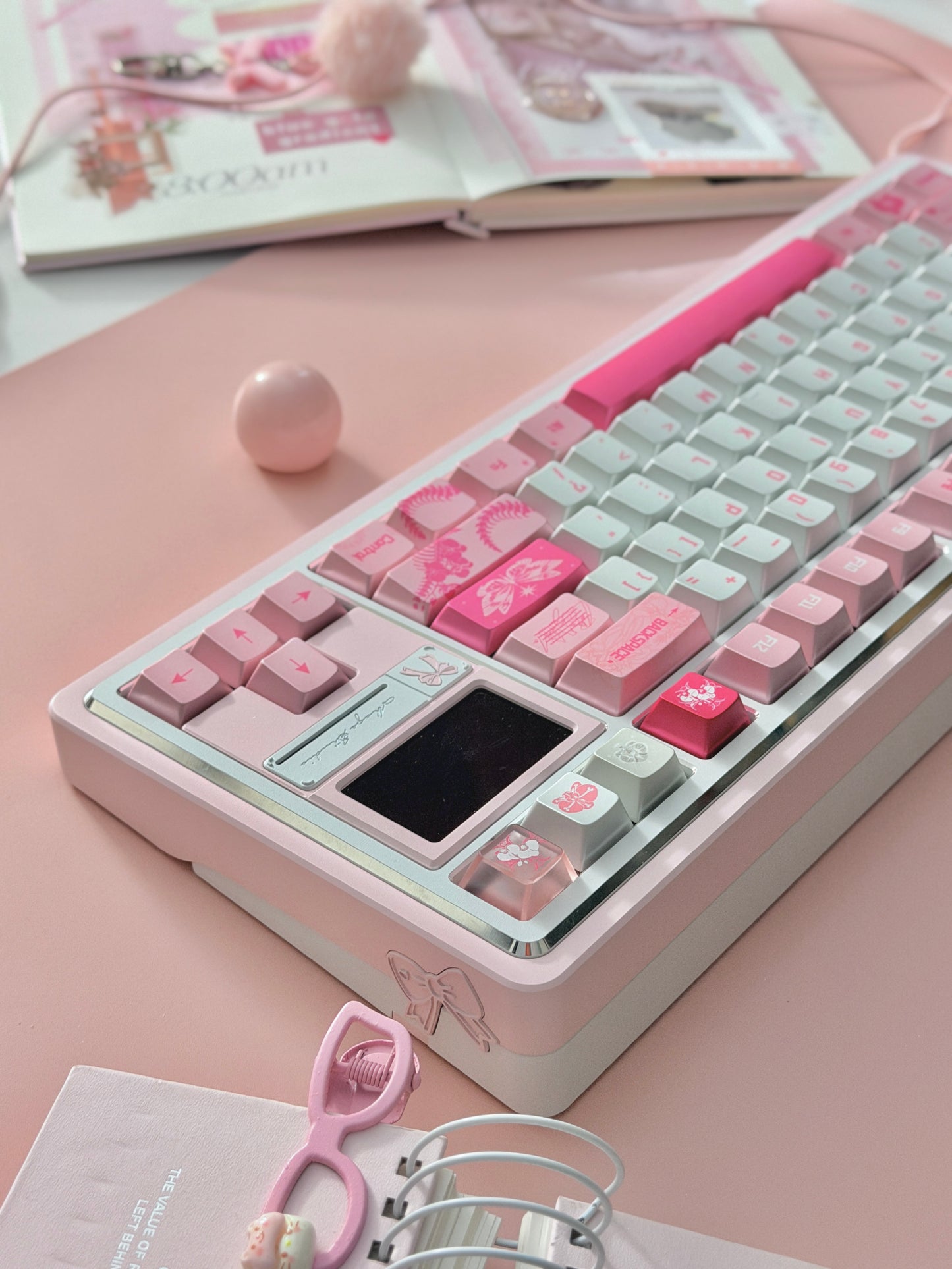 ONLY 1 Instock Pale Pink White Gift80 Prebuilt Aluminum Custom Mechanical Keyboard