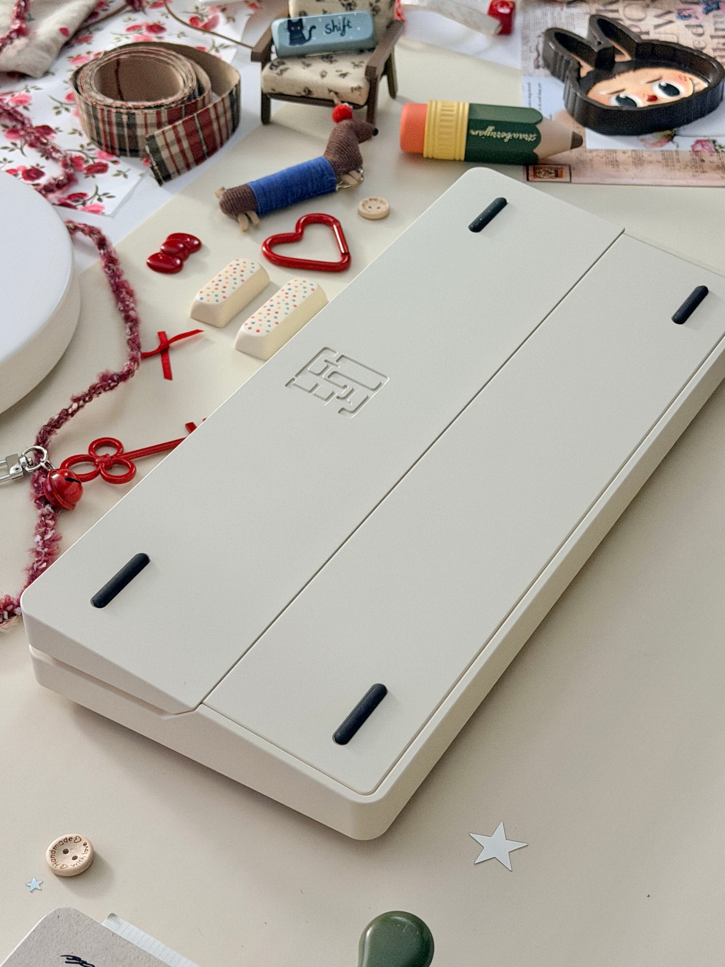 ONLY 1 Instock Prebuilt Aluminum Custom Mechanical Keyboard Buff75 R2 Cream Set