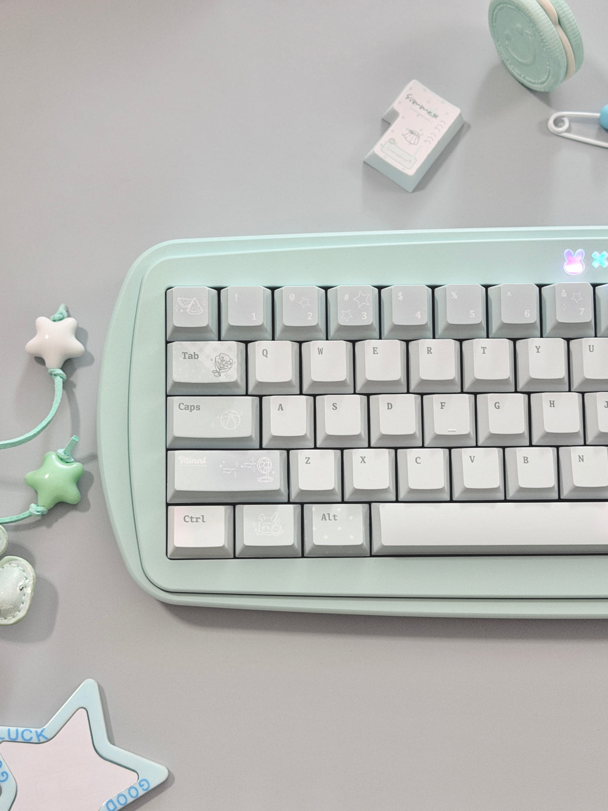 #0305 Ice Mint Jelly Keycaps | Pastel Blue Mint Mechanical Keyboard Keycaps
