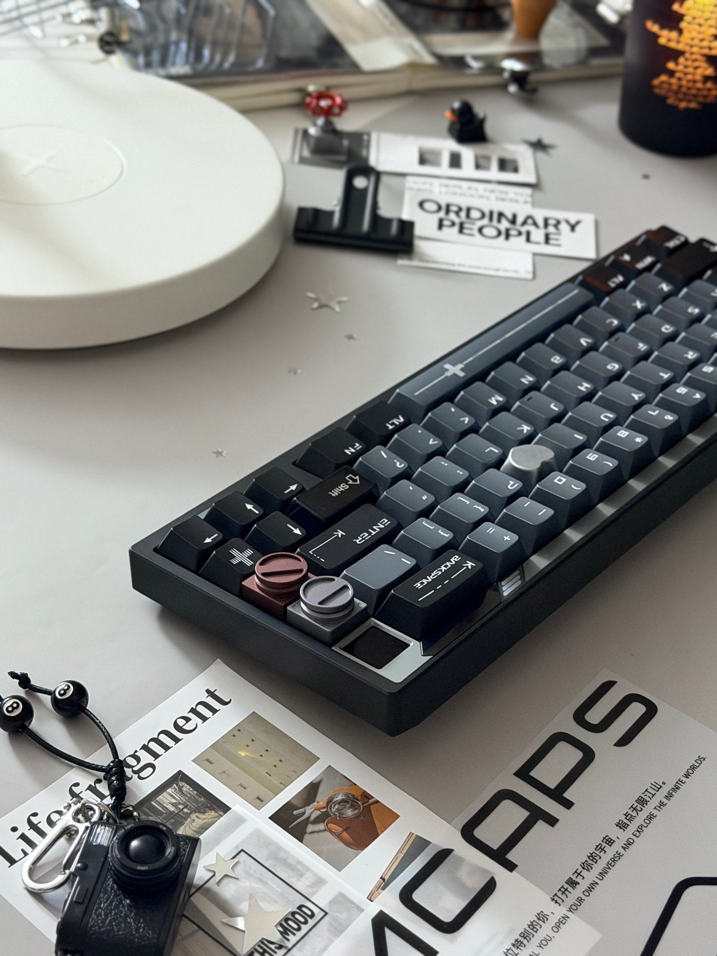 ONLY 1 Prebuilt Aluminum Custom Mechanical Keyboard Wuque Paper65 PRISM BLACK ➕ MCAPS Metal Keycap