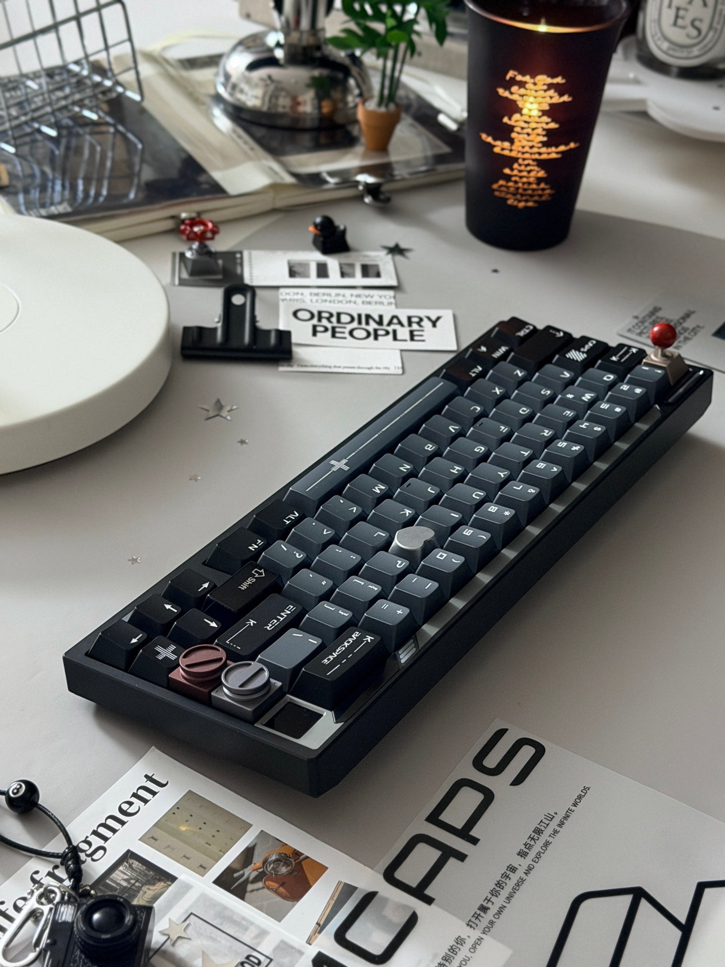 ONLY 1 Prebuilt Aluminum Custom Mechanical Keyboard Wuque Paper65 PRISM BLACK ➕ MCAPS Metal Keycap