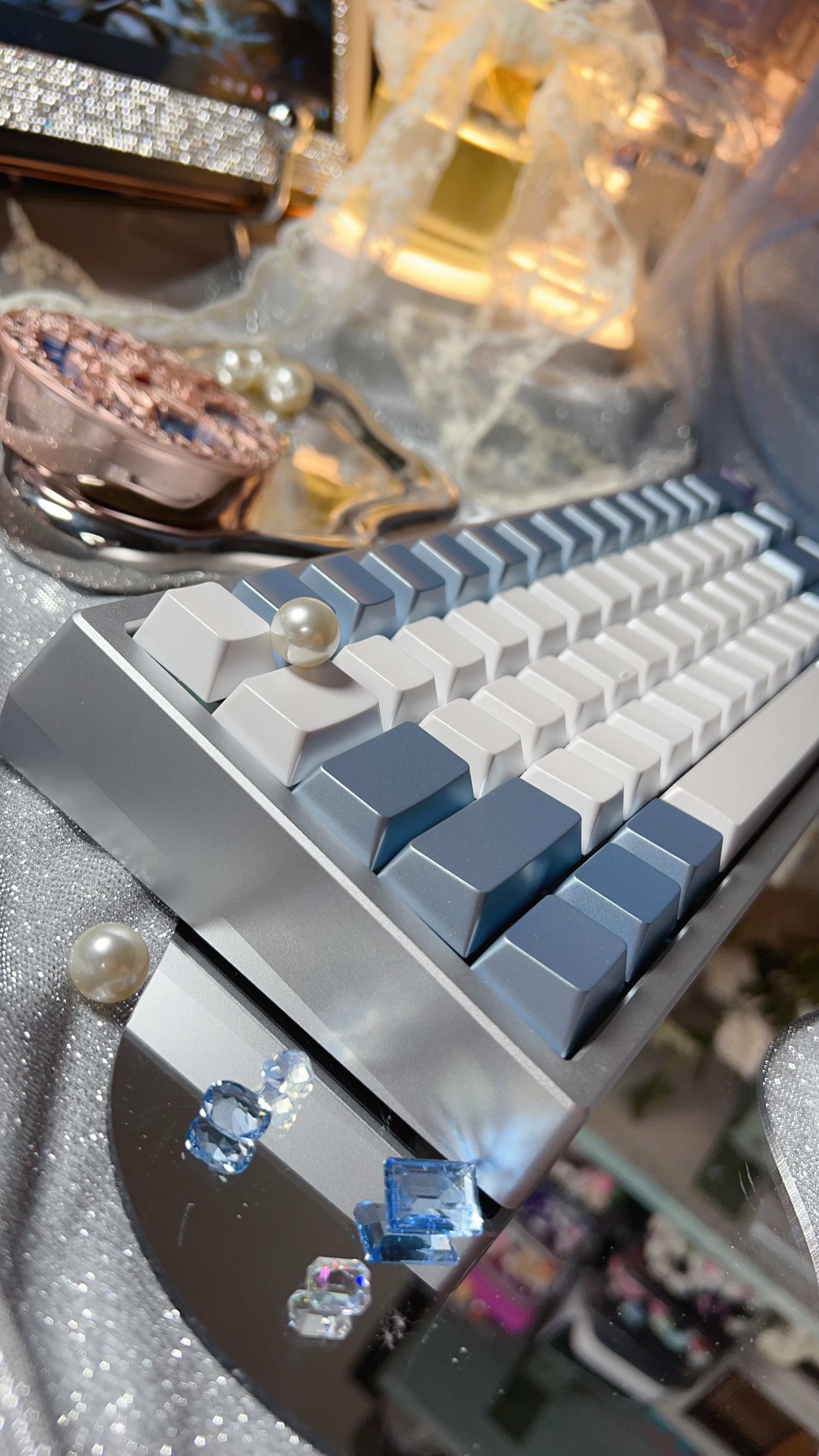 【Only 1 In-stock】 Prebuilt Meletrix ZOOM65V2 GTsilver Pink Aluminum Customized Mechanical Keyboard