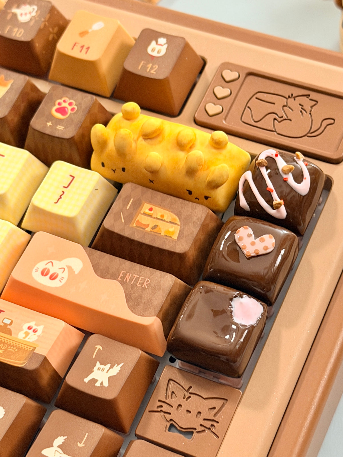 #0307 LazyR Bread Bunny Artisan Keycap | Double-Sided Bread Rabbit Keycap | Cute Bakery-Themed Handmade Keycap for Mechanical Keyboards