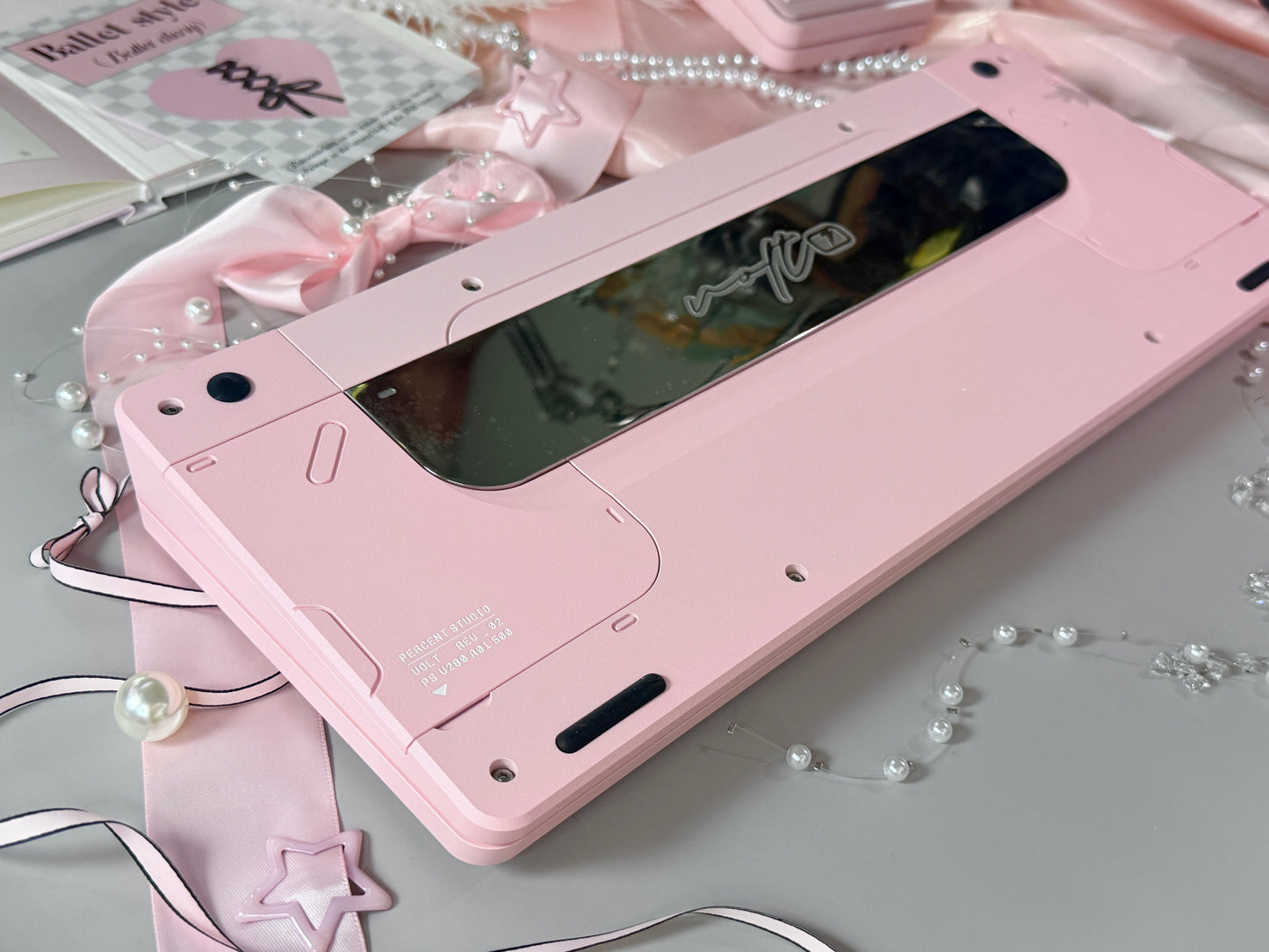 ONLY 1 INSTOCK Prebuilt Aluminum Custom Mechanical Keyboard PERCENTSTUDIO VOLT2.0 Pale Pink Set + VOLT PLUS PAD