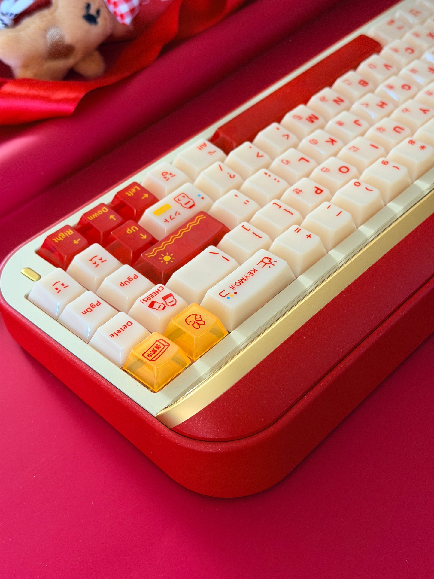 ONLY 1 Instock Prebuilt Aluminum Custom Mechanical Keyboard Targa65 Red Gold Set