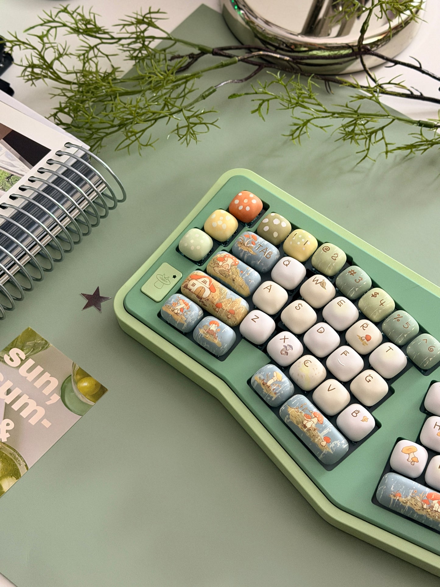 ONLY 1 Instock Prebuilt Aluminum Custom Mechanical Keyboard Green Vlice Ergonomic Set
