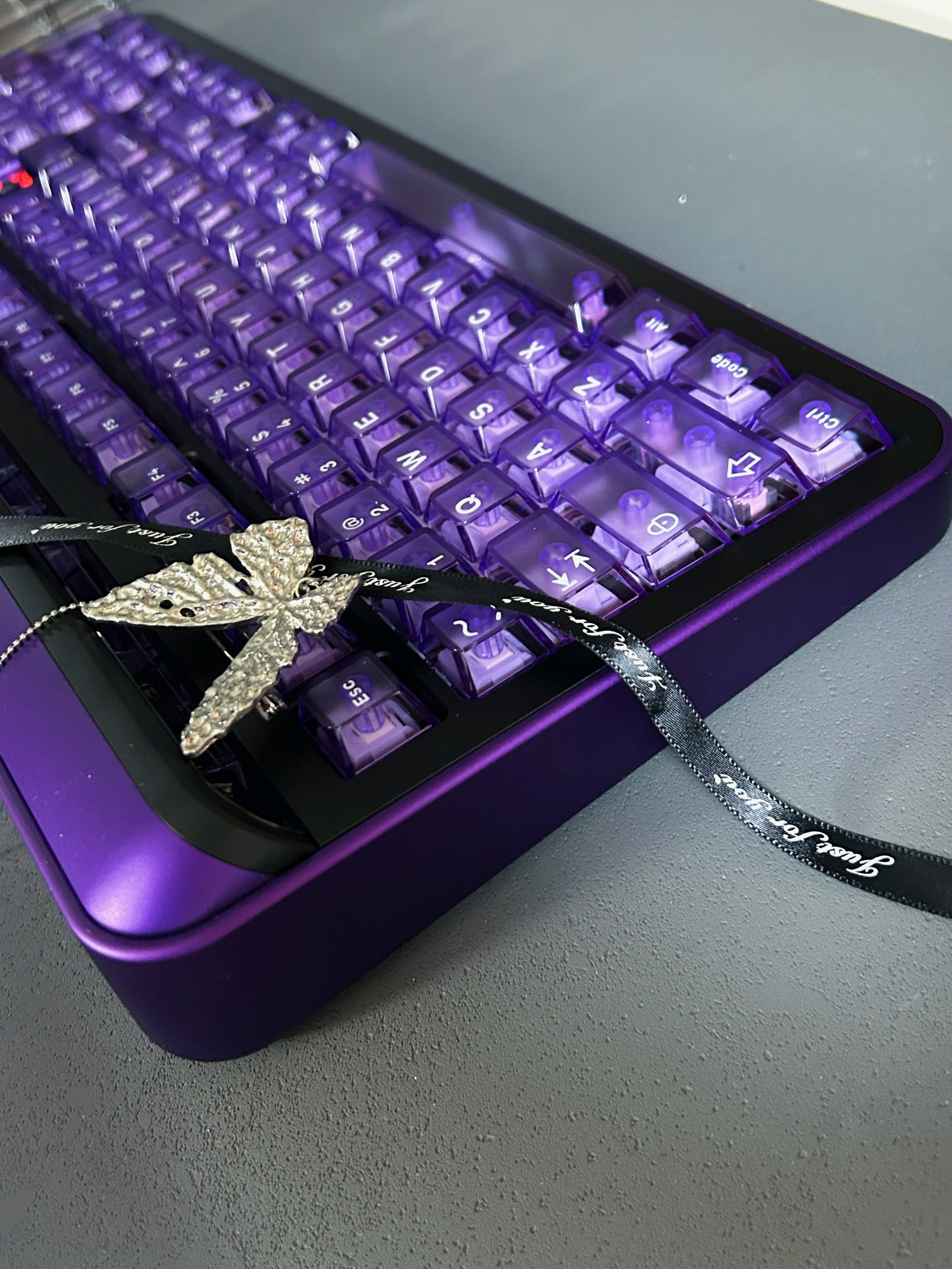 ONLY 1 Instock Prebuilt Aluminum Customized Mechanical Keyboard Targa98 Black Purple Set（not including artisan and shooting decoration）