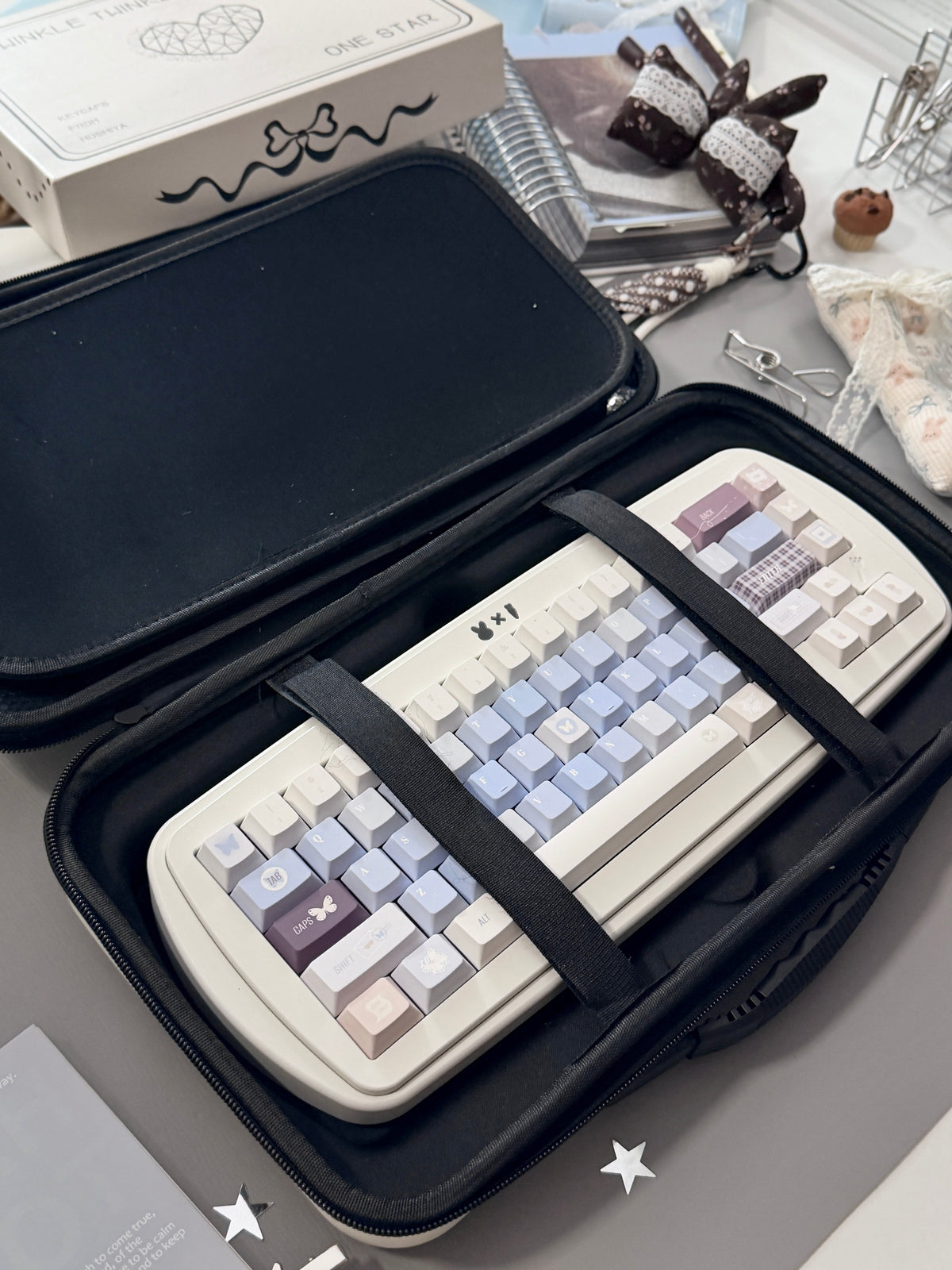 ONLY 1 Instock Prebuilt Aluminum Custom Mechanical Keyboard Croissant65 Cream White Keyboard Set