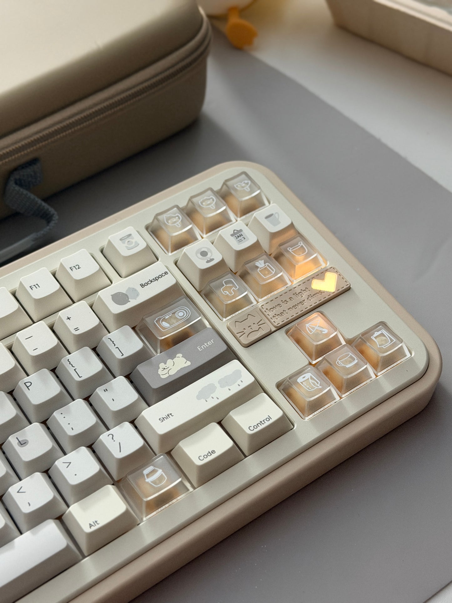 #0280 Cream Sticky Notes Simple and Milk White Pale Gray Keycap Cherry Profile