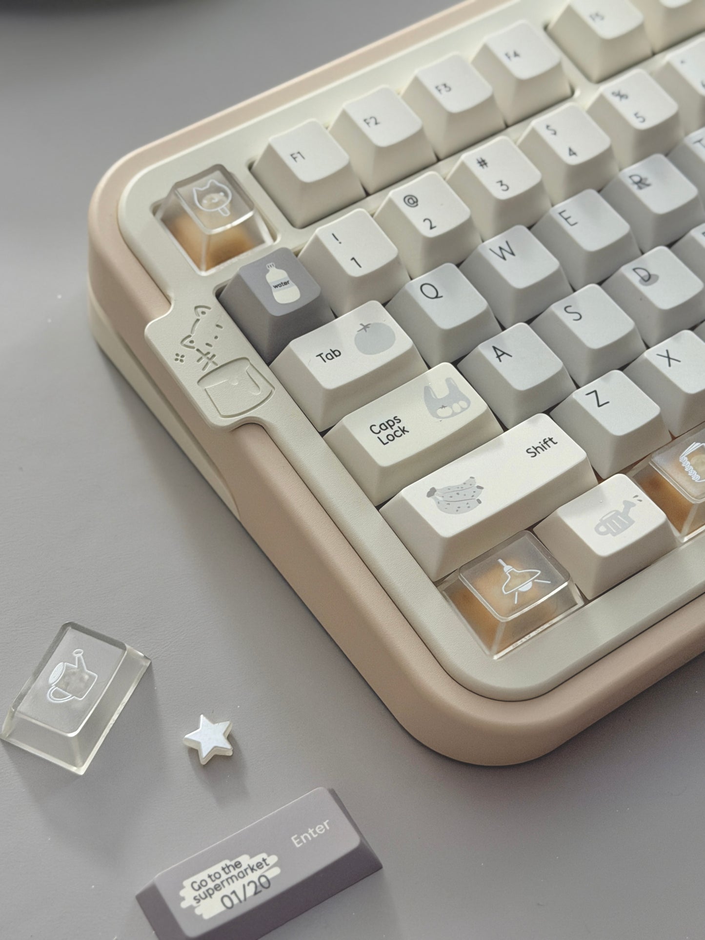 #0280 Cream Sticky Notes Simple and Milk White Pale Gray Keycap Cherry Profile