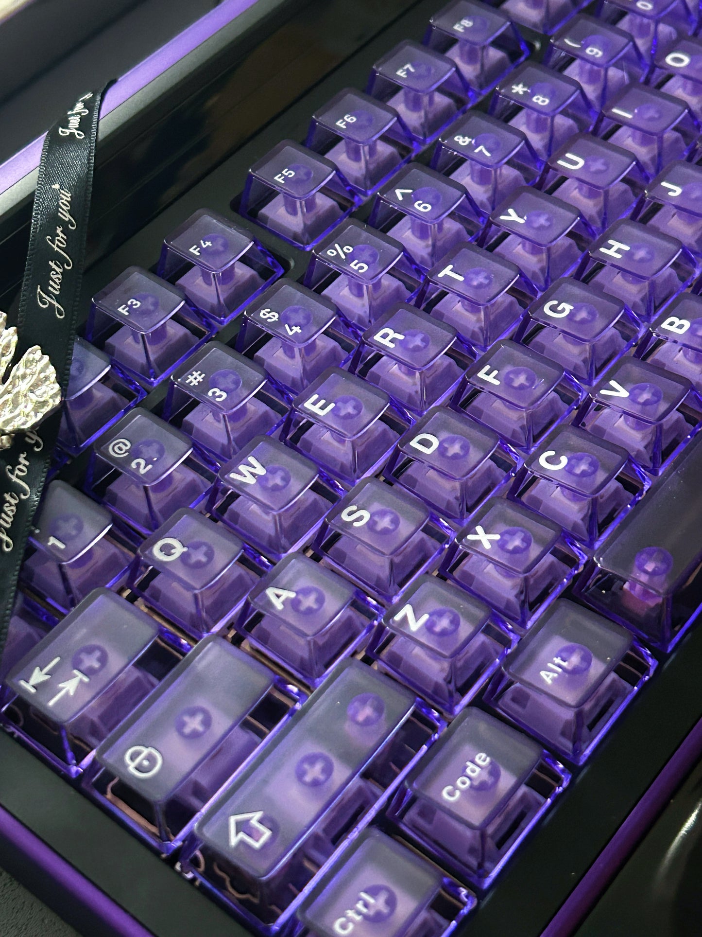 ONLY 1 Instock Prebuilt Aluminum Customized Mechanical Keyboard Targa98 Black Purple Set（not including artisan and shooting decoration）
