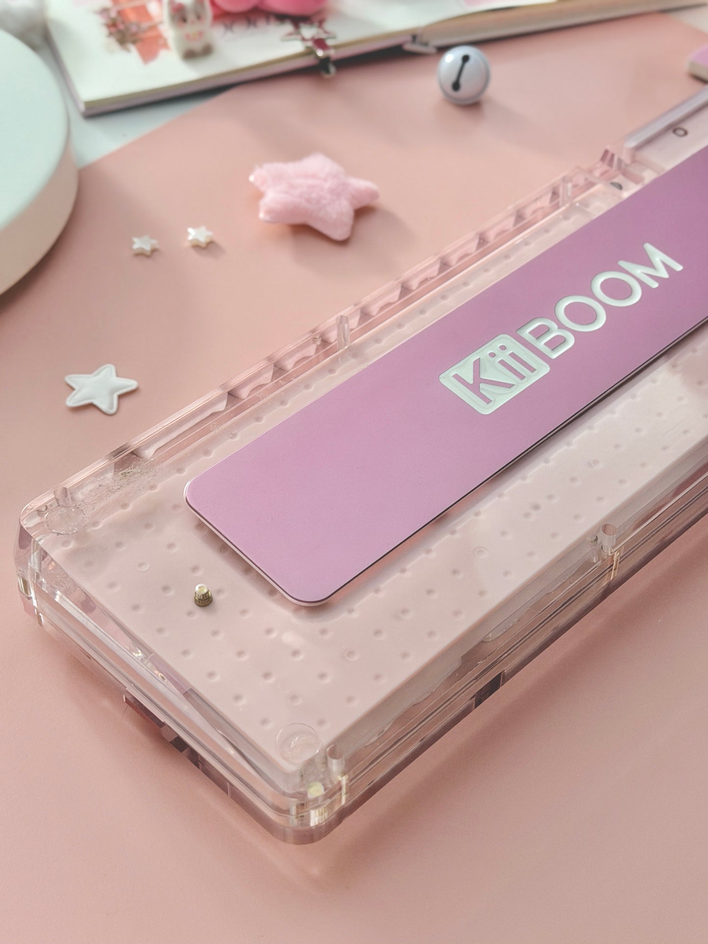 Unboxing Clearance ONLY 1 KiiBOOM Phantom 68 Pink Crystal Gasket-Mounted Mechanical Keyboard & KiiBOOM Pink Meow Keycap Set