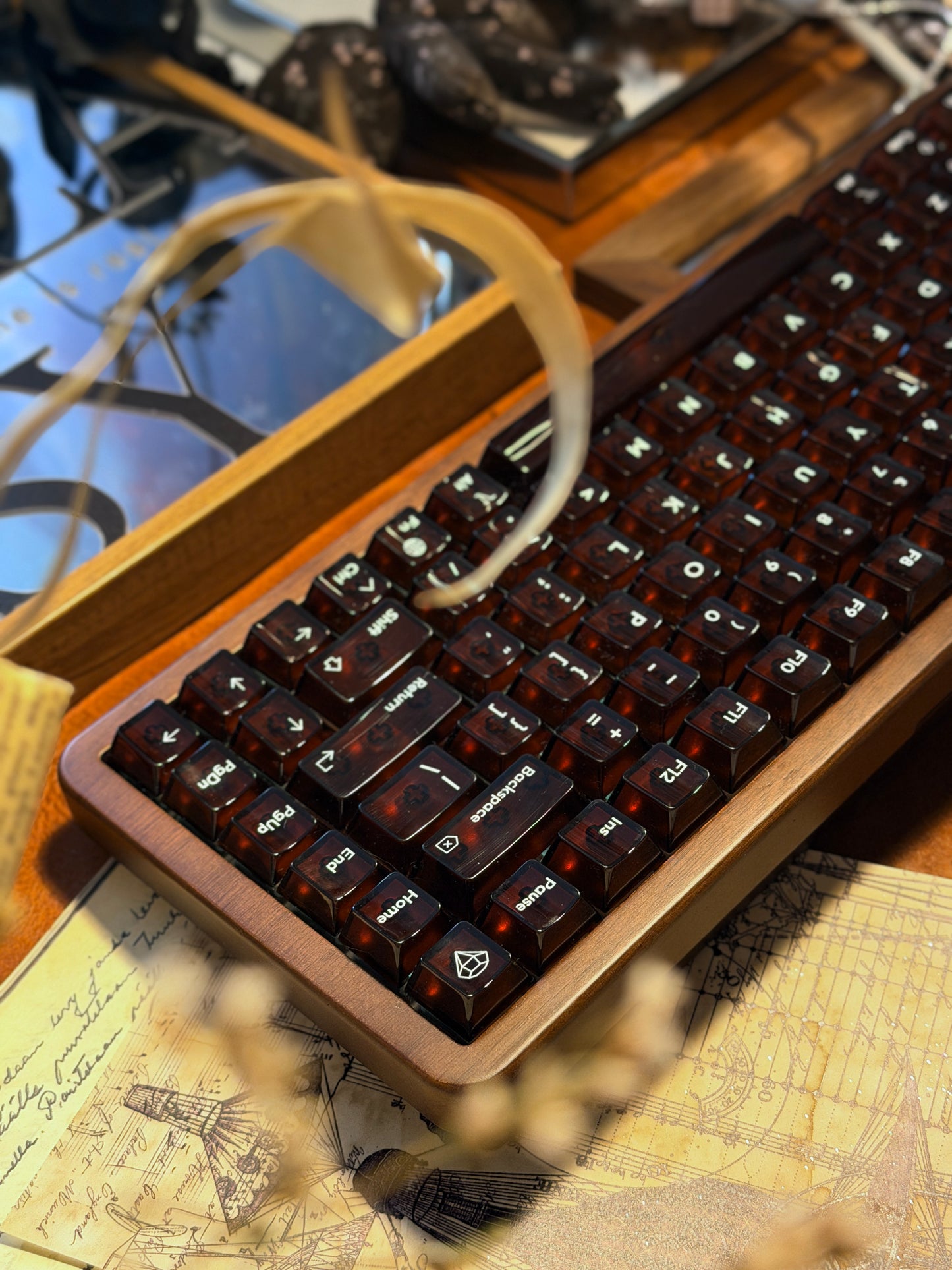 Unboxing Clearance ONLY 1 Instock WOMIER WD75 WIRELESS WOODEN KEYBOARD ➕ lelelab Lele Gems Crystal Keycaps