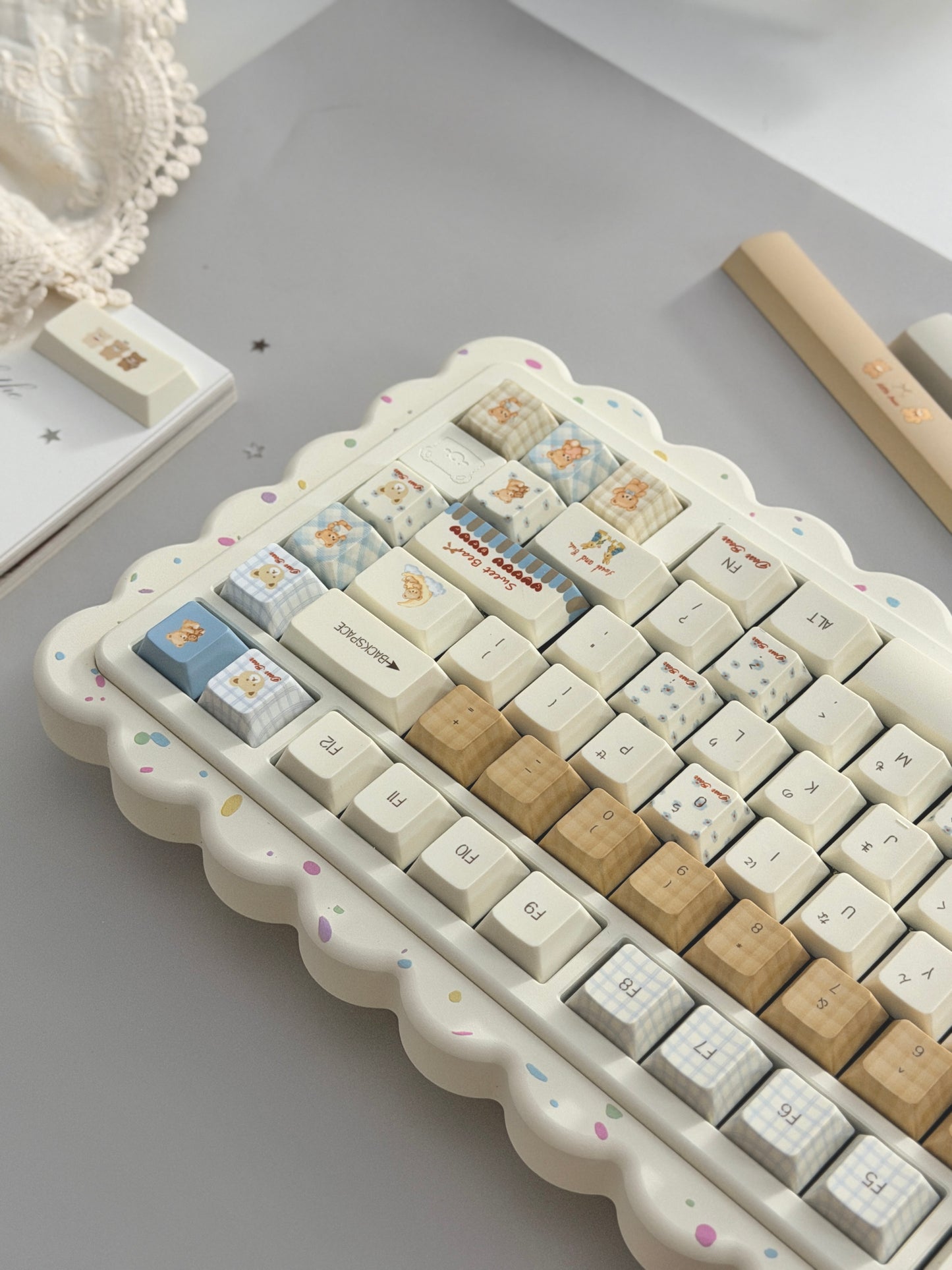 ONLY 1 Instock Prebuilt Aluminum Customized Mechanical Keyboard Cookies75 Cream Sugar Set