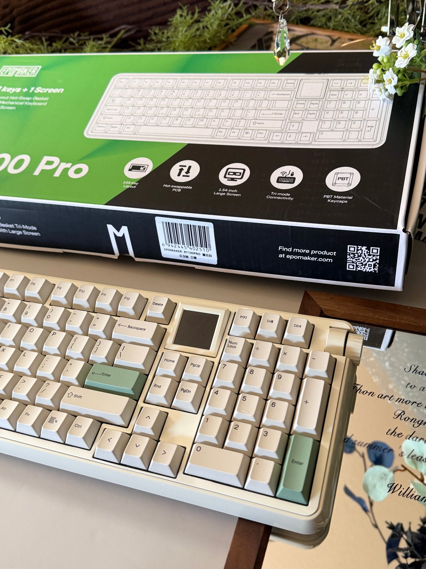 Unboxing Clearance ONLY 1 Instock EPOMAKER RT100 PRO Retro White （Creamy Jade Switch）
