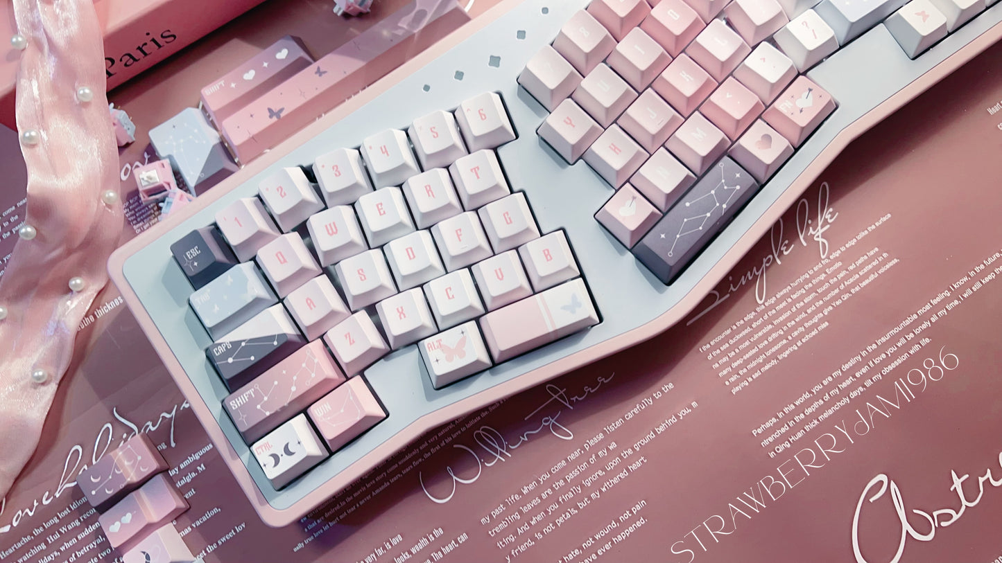 092 Star Fluctuation Gray Pink Gradual Change Advanced Sense Cherry Profile Keycap