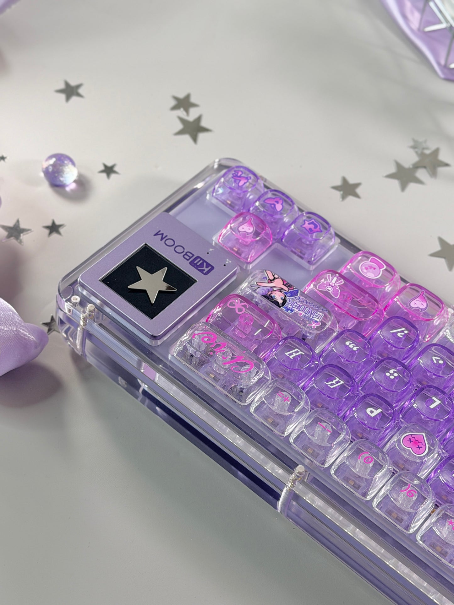 Unboxing Sample For Sale ONLY 1 Instock KiiBOOM Phantom 64 Crystal Acrylic Keyboard + custom Keycaps