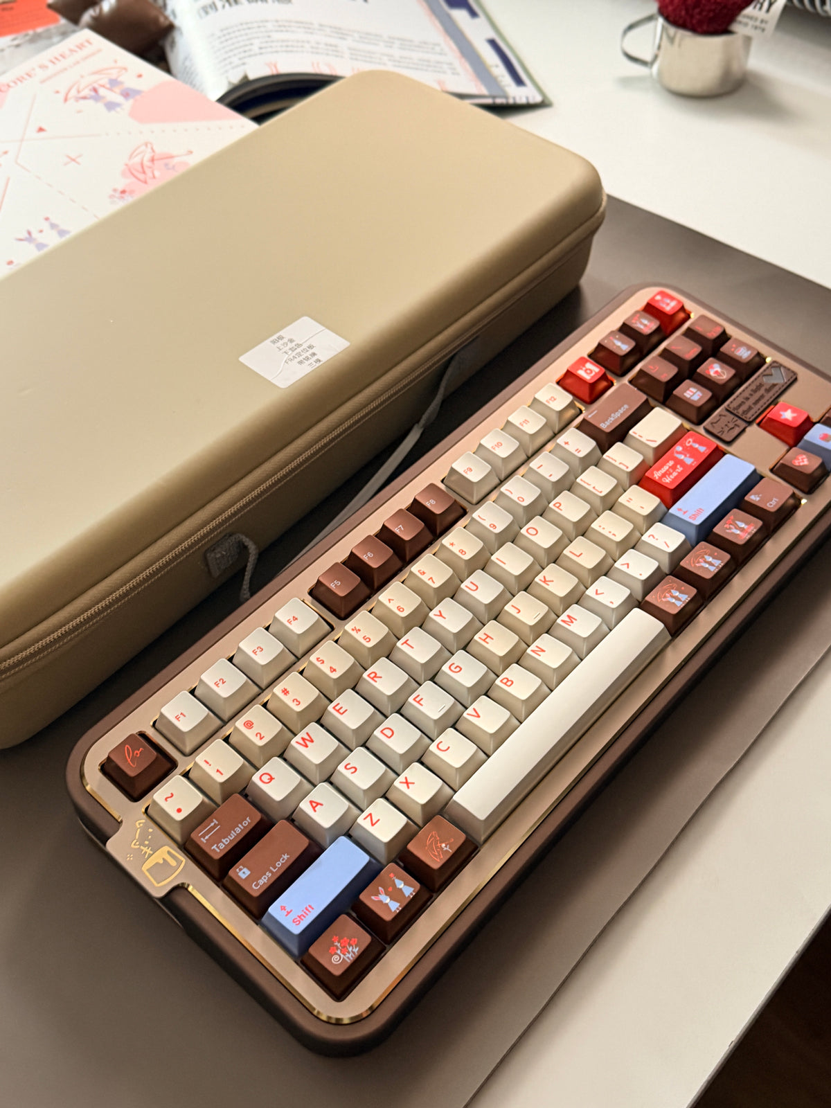 ONLY 1 Instock Prebuilt Aluminum Customized Mechanical Keyboard Cocomi80 Anordized Brown Champagne Set  | Wireless | Backlit
