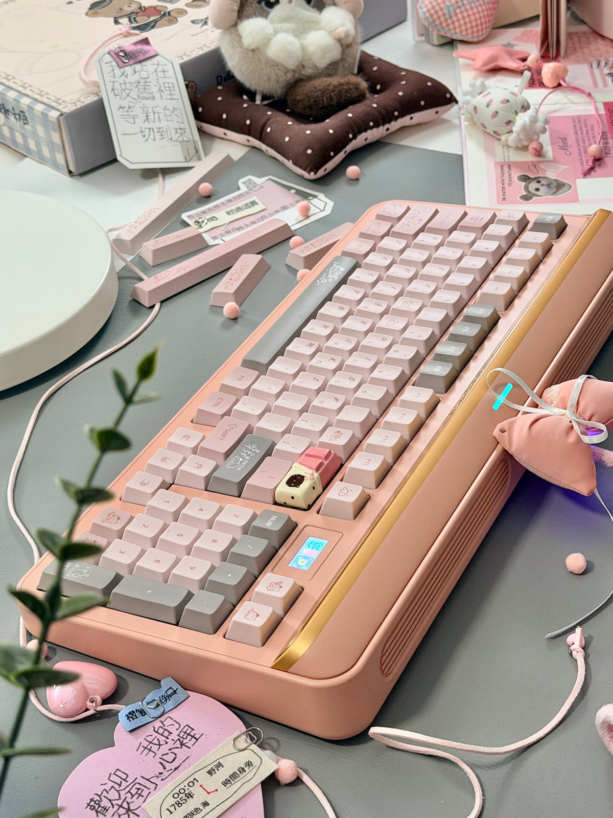 ONLY 1 Instock Prebuilt Aluminum Custom Mechanical Keyboard Targa98 Pink Set