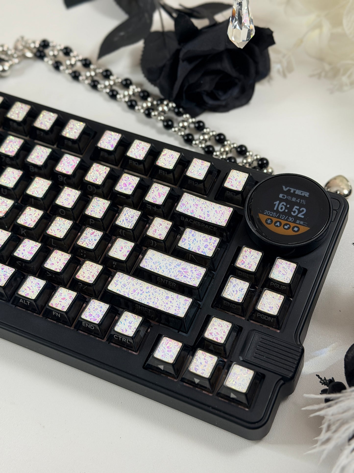 Unboxing Clearance ONLY 1 Instock Prebuilt Aluminum Custom Mechanical Keyboard Feker K75(Vter K75)Black Set ➕ Coated Lacquer White-Mixed Keycaps